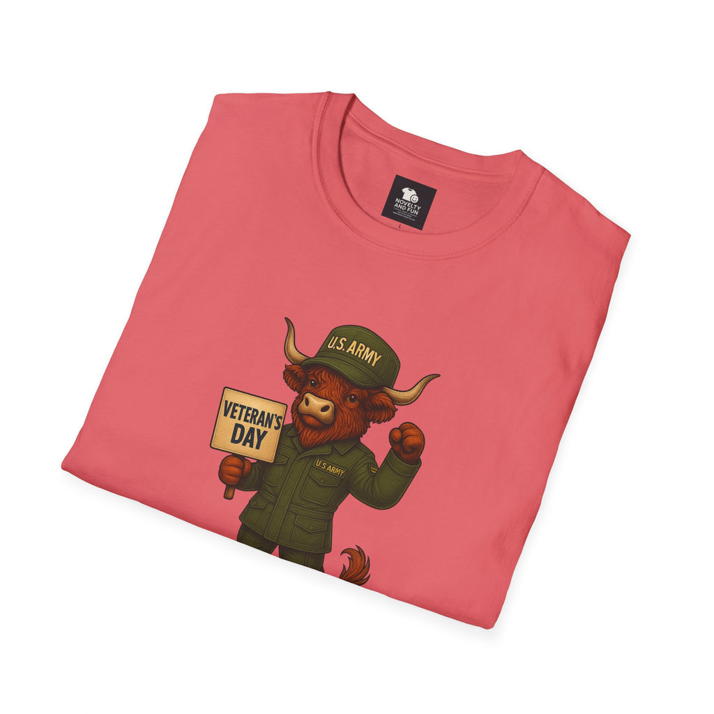 Veteran's Day Army Highland Cow T-Shirt