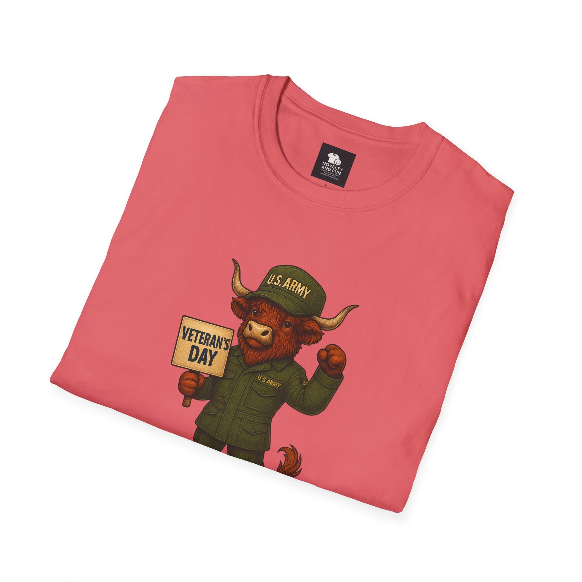 Veteran's Day Army Highland Cow T-Shirt