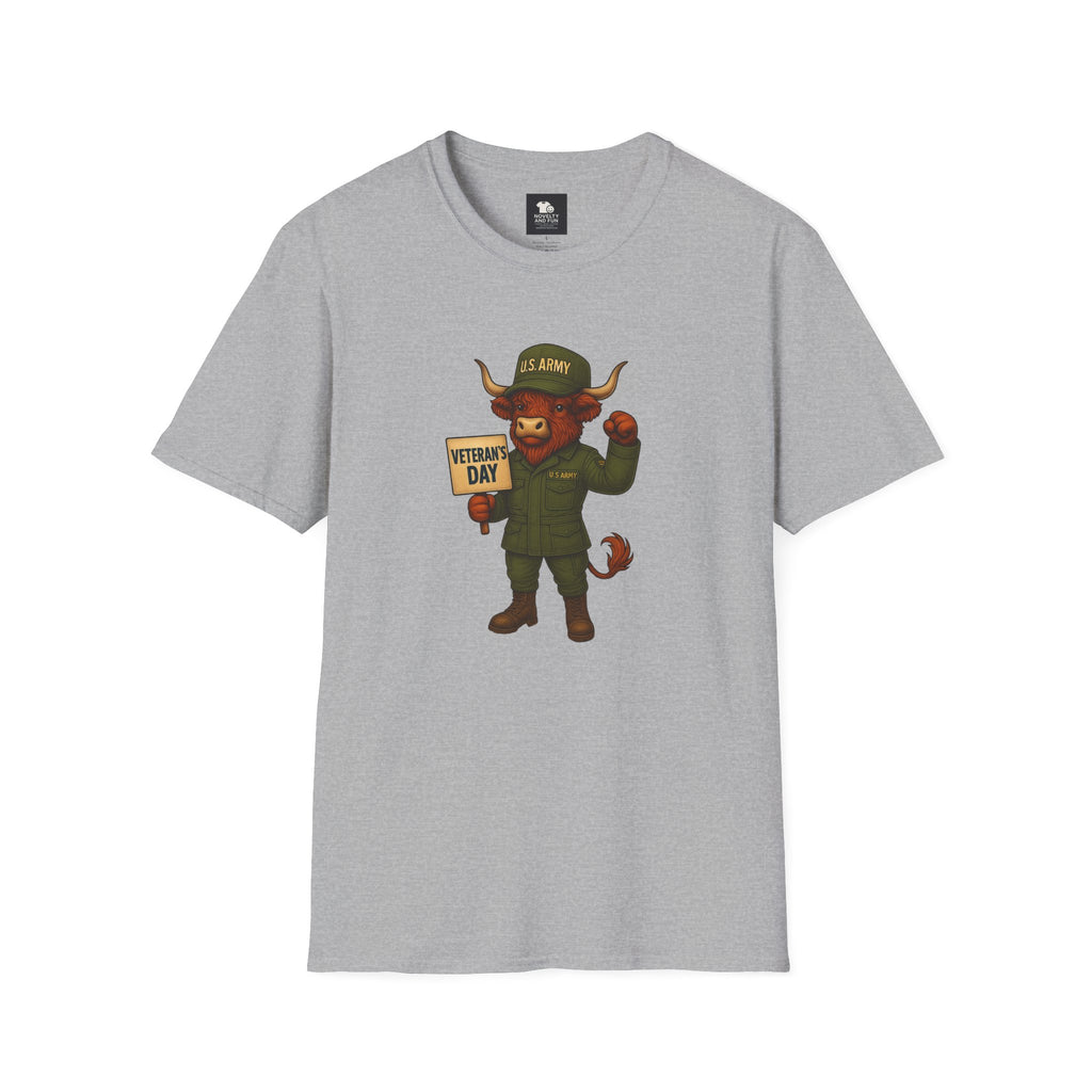 Veteran's Day Army Highland Cow T-Shirt