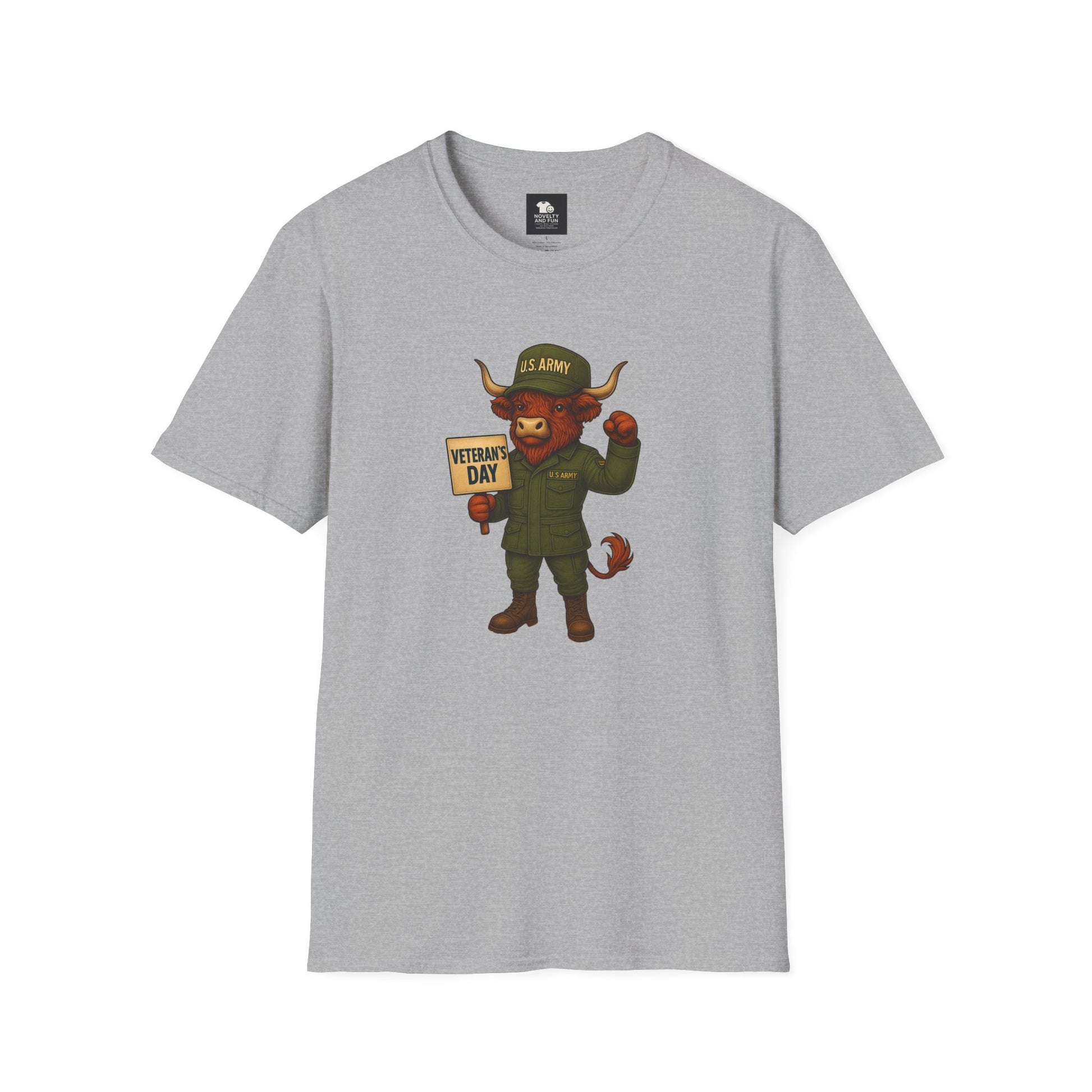 Veteran's Day Army Highland Cow T-Shirt