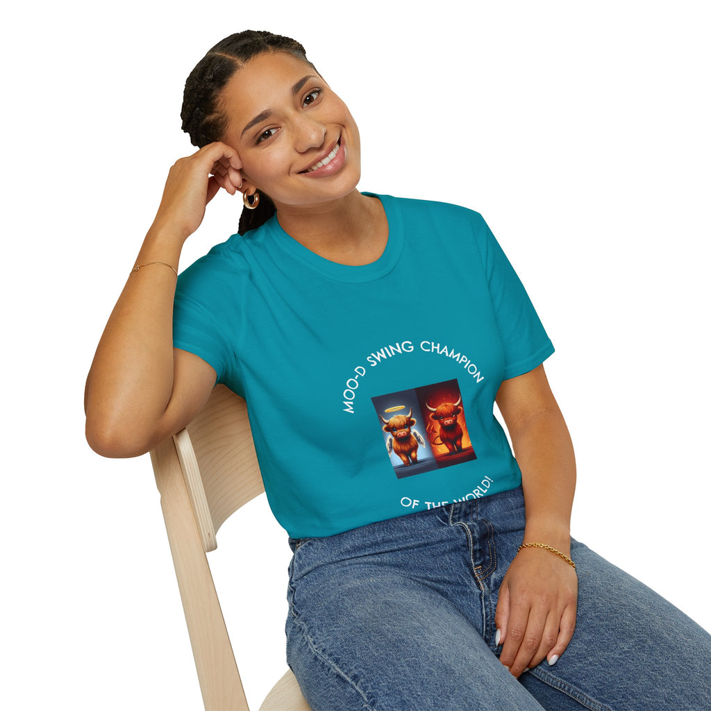 Highland Cow Mood Swings Tee - Holy Cow, Hell No, Fun Shirt, Cow Lover Gift,