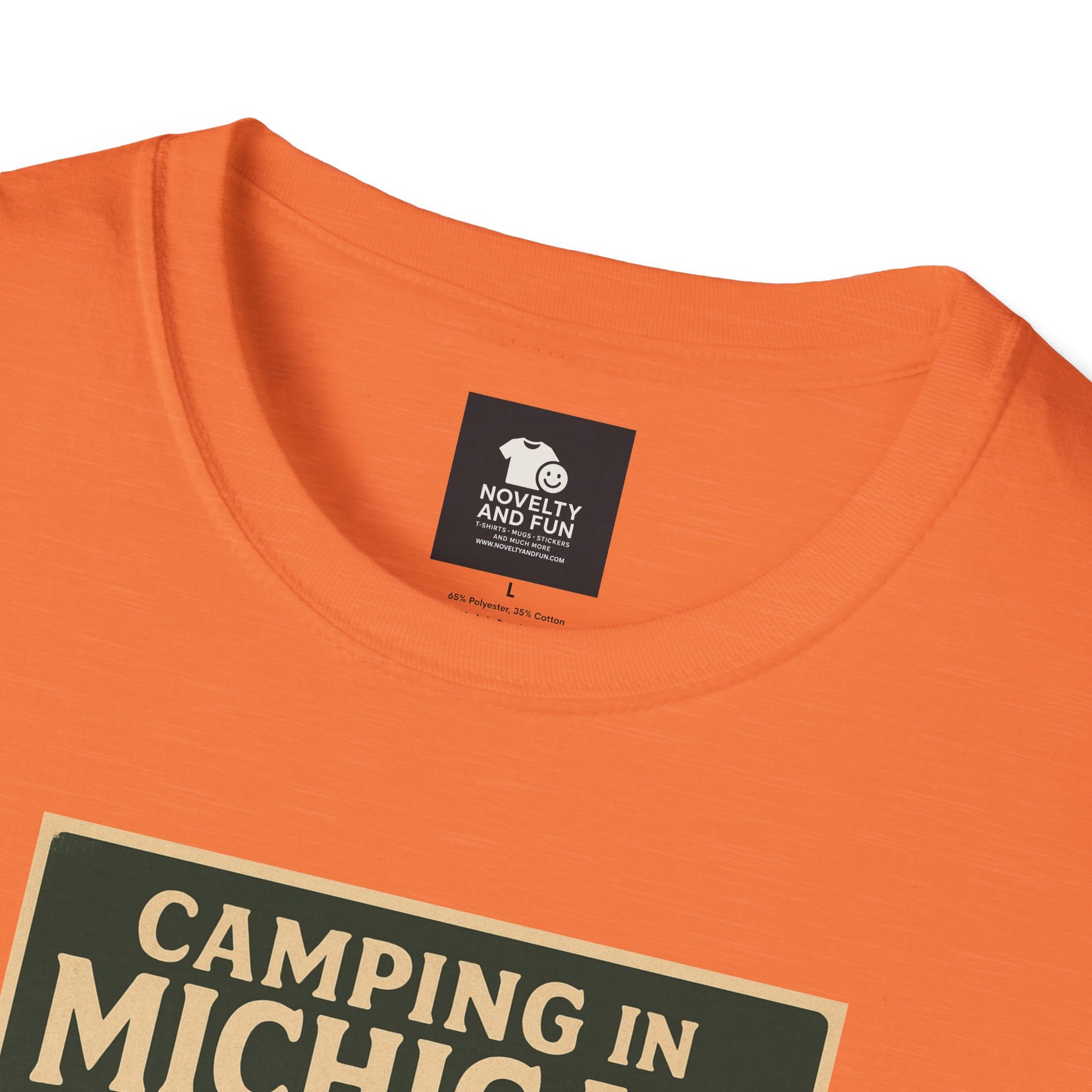 Camping in Michigan Unisex Softstyle T-Shirt, Outdoor Adventure Shirt, Ideal Gift for Campers, Nature Lovers, Summer Fun