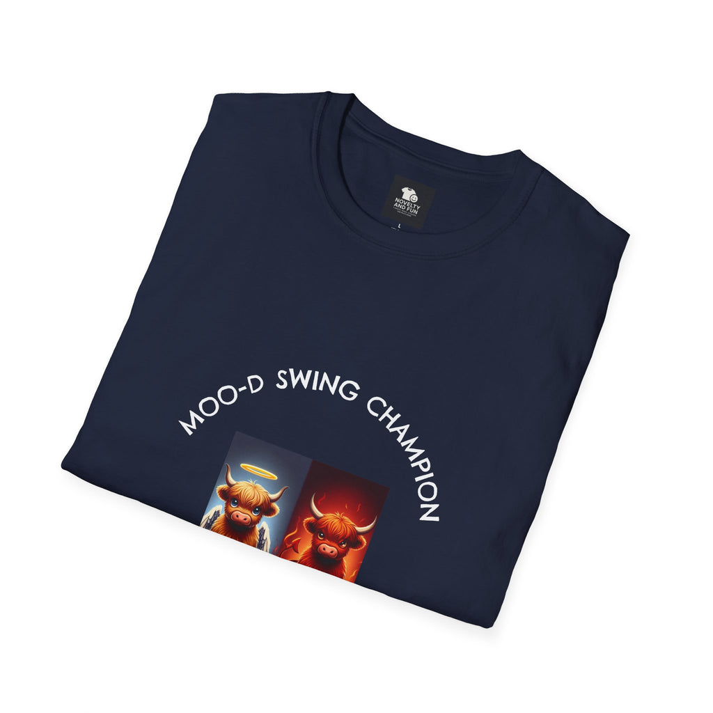 Highland Cow Mood Swings Tee - Holy Cow, Hell No, Fun Shirt, Cow Lover Gift,