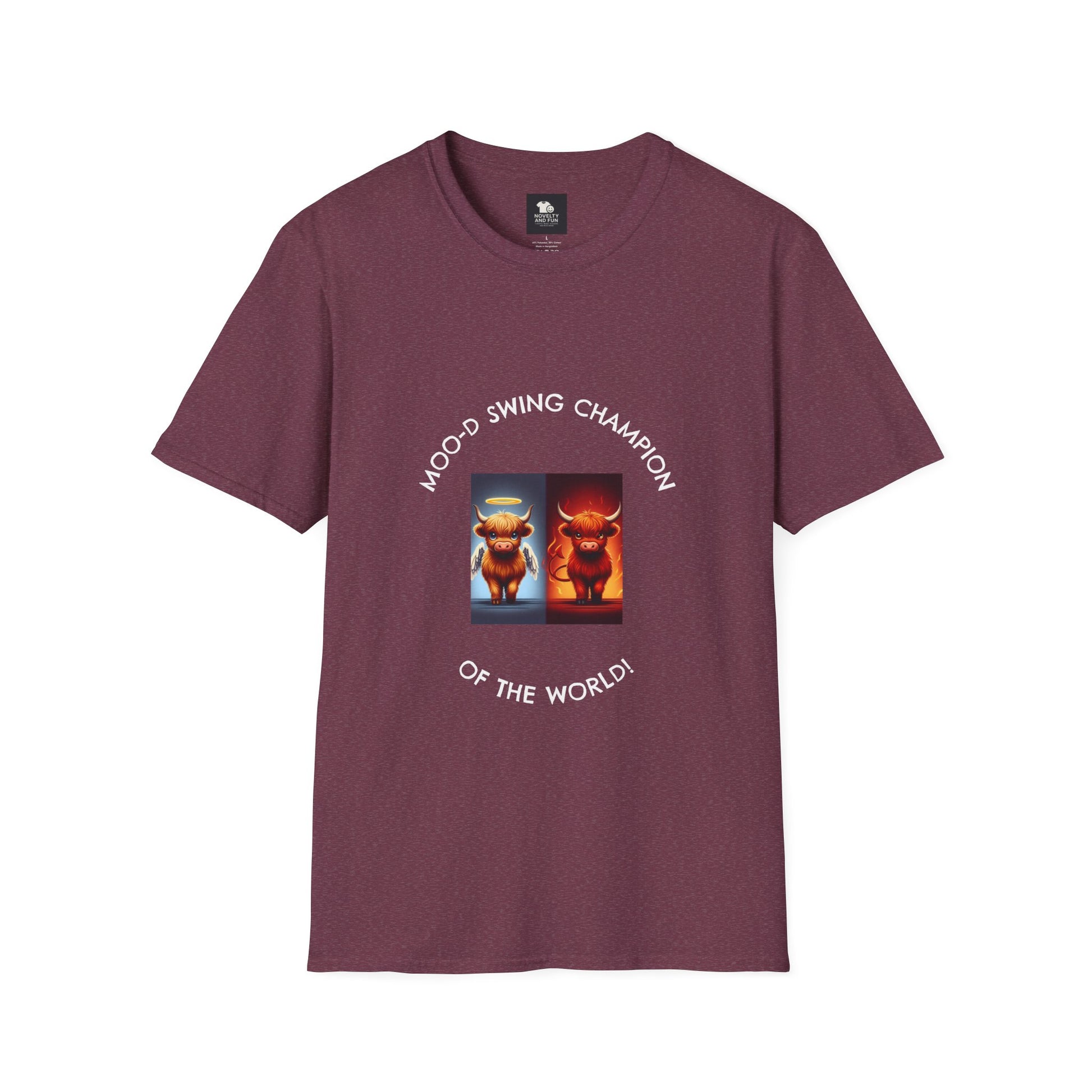 Highland Cow Mood Swings Tee - Holy Cow, Hell No, Fun Shirt, Cow Lover Gift,