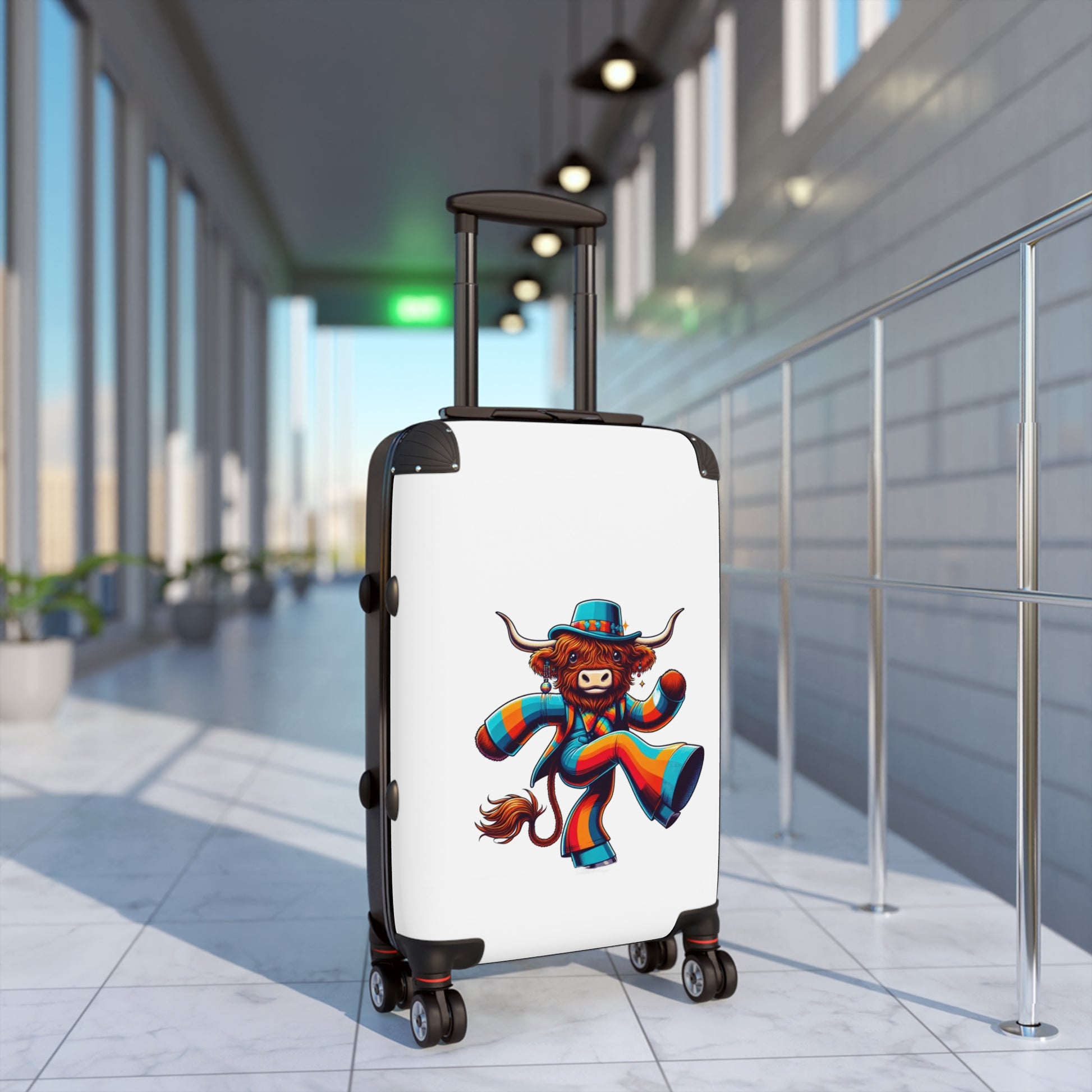 Travel Suitcase - Colorful Highland Cow Design