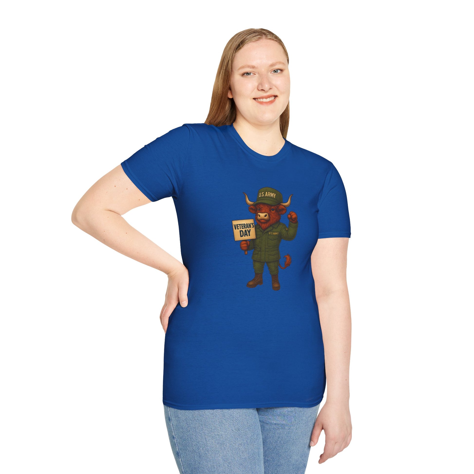 Veteran's Day Army Highland Cow T-Shirt
