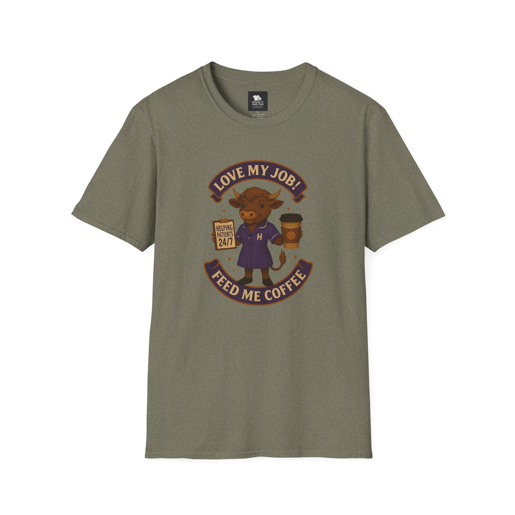 HCA Coffee Lover's Unisex T-Shirt, Funny Highland Cow Design