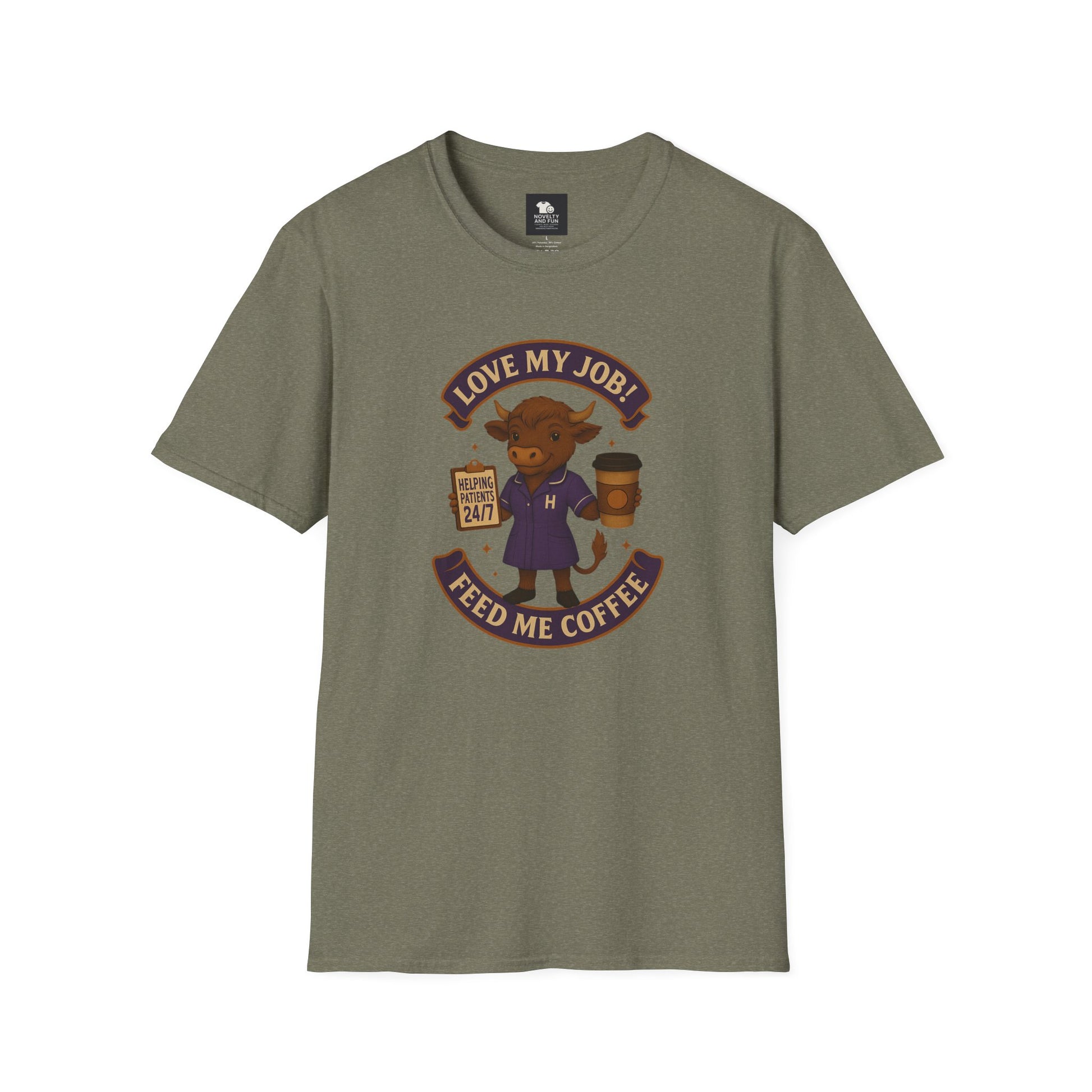 HCA Coffee Lover's Unisex T-Shirt, Funny Highland Cow Design
