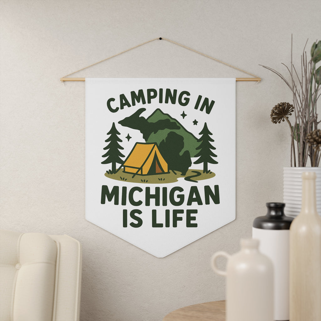 Camping Pennant Wall Banner, Michigan Decor, Outdoor Living, Adventure Gift, Nature Wall Art, Camping Vibe Home Decor