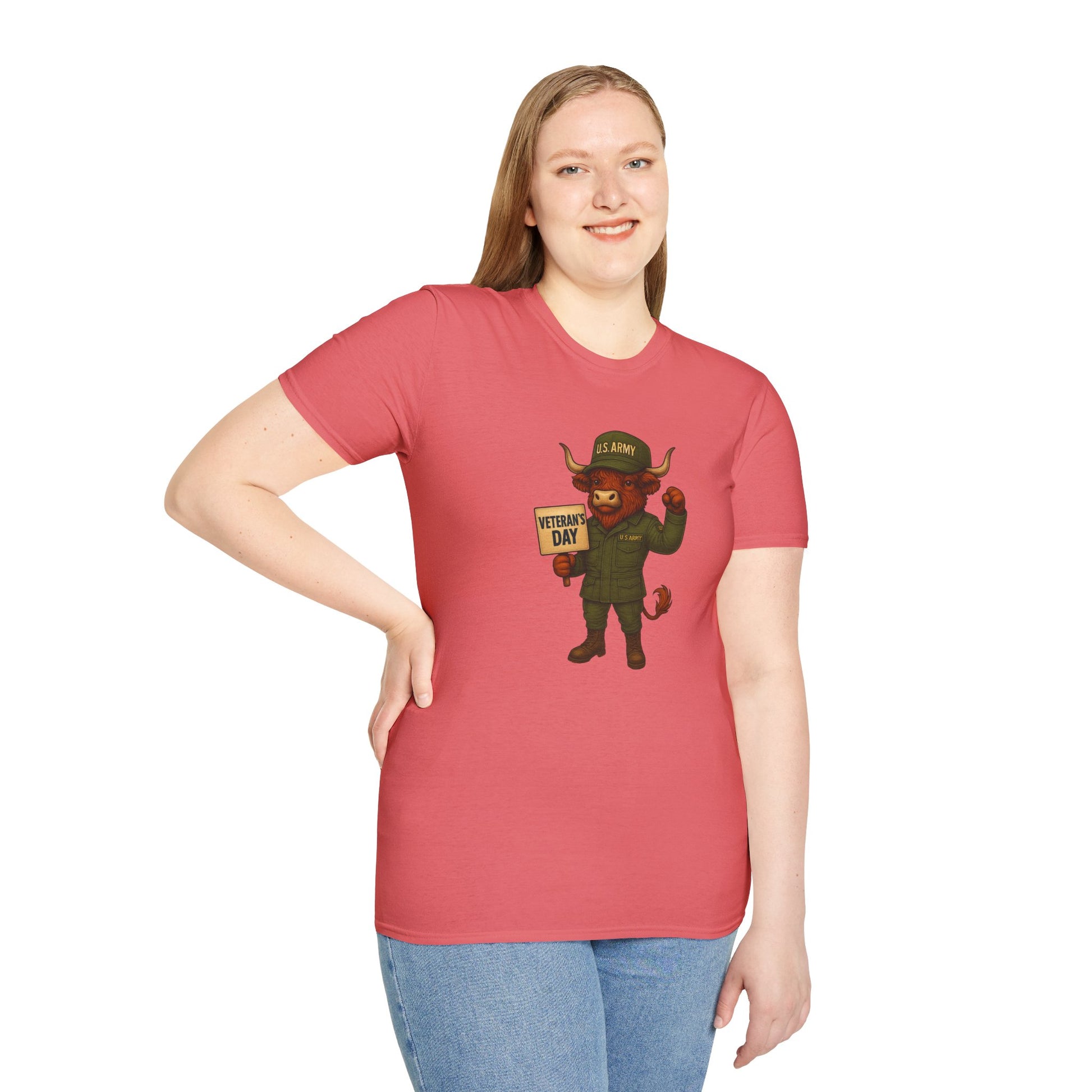 Veteran's Day Army Highland Cow T-Shirt