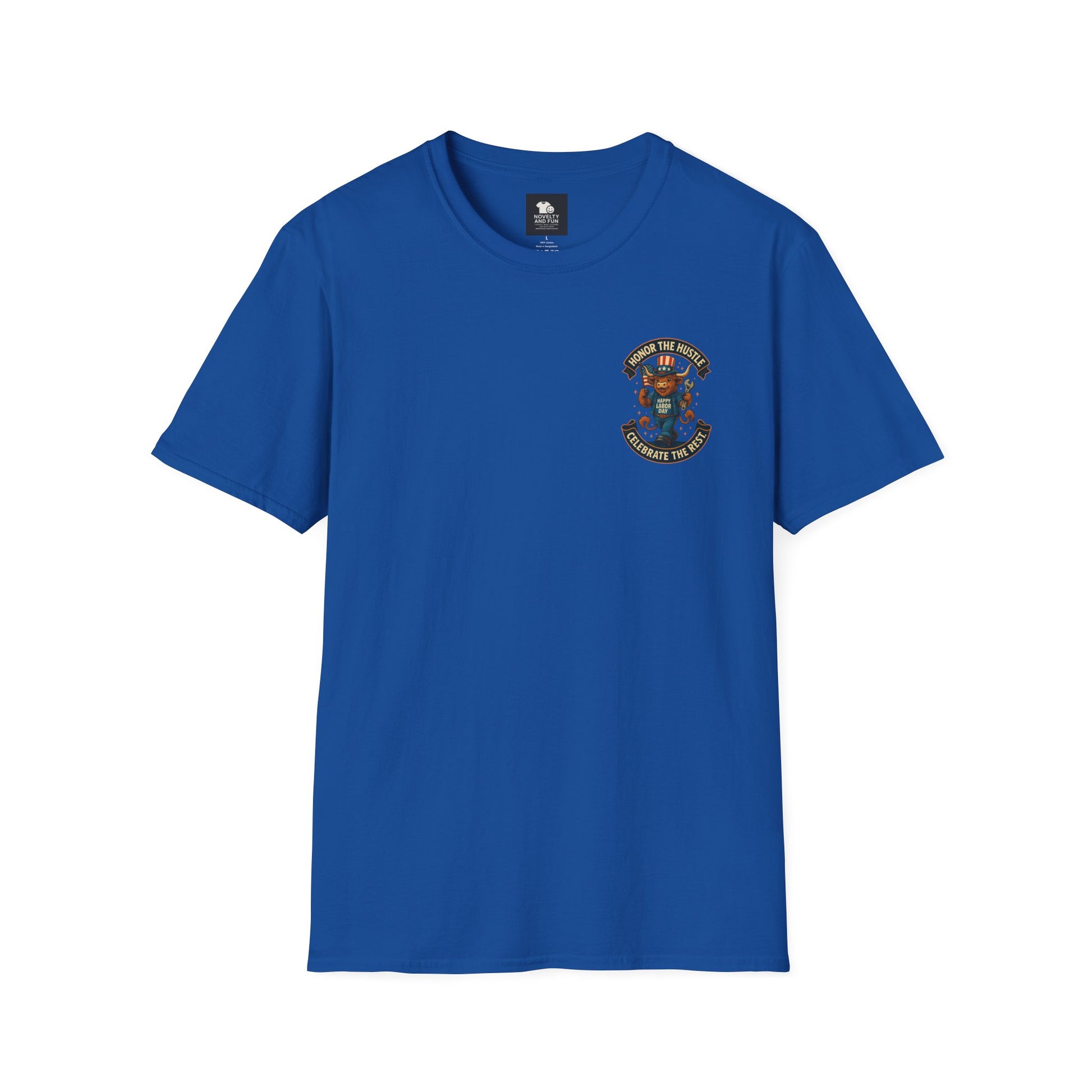Celebrate Labor Day with Our Happy Highland Cow T-Shirt Front and Back!