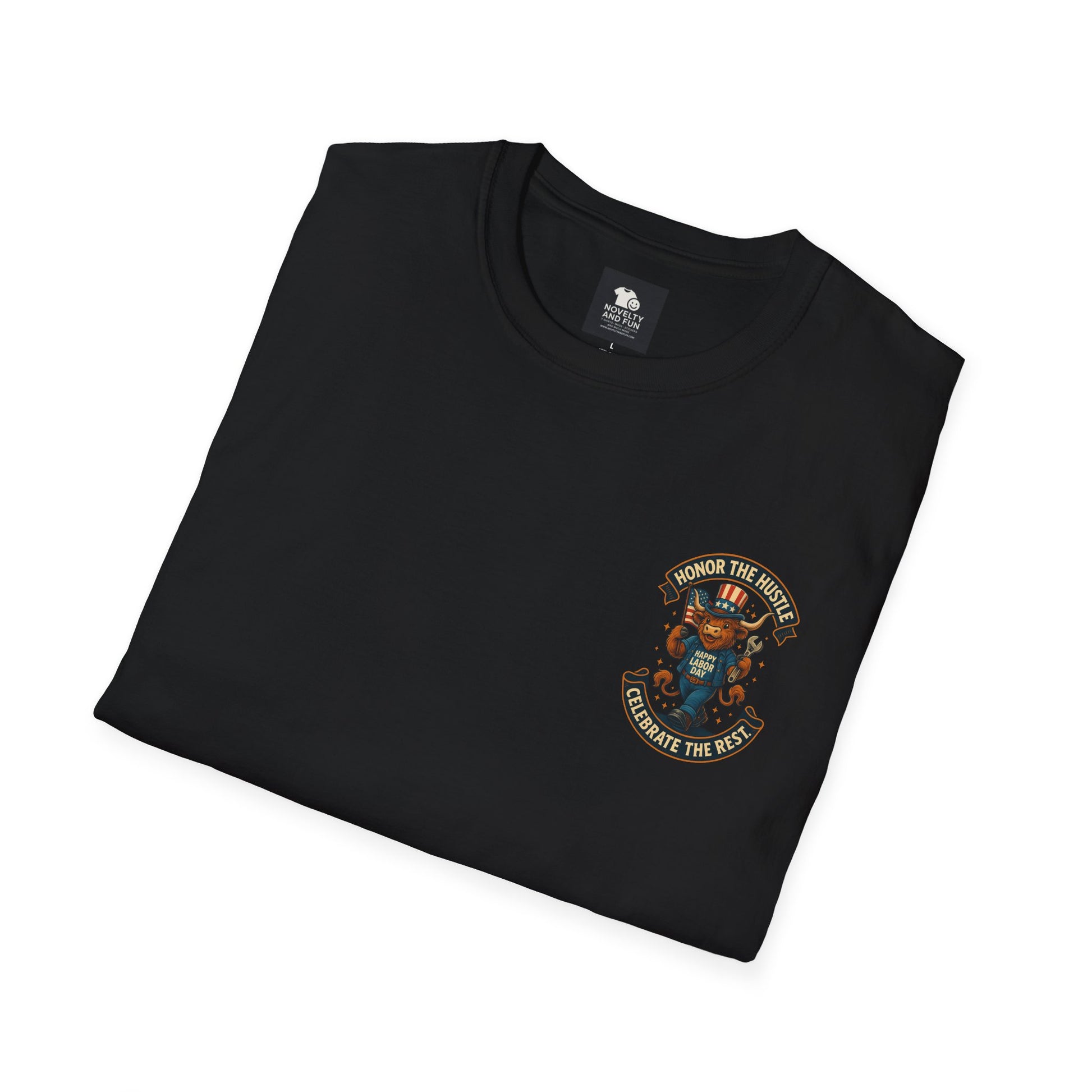 Celebrate Labor Day with Our Happy Highland Cow T-Shirt Front and Back!