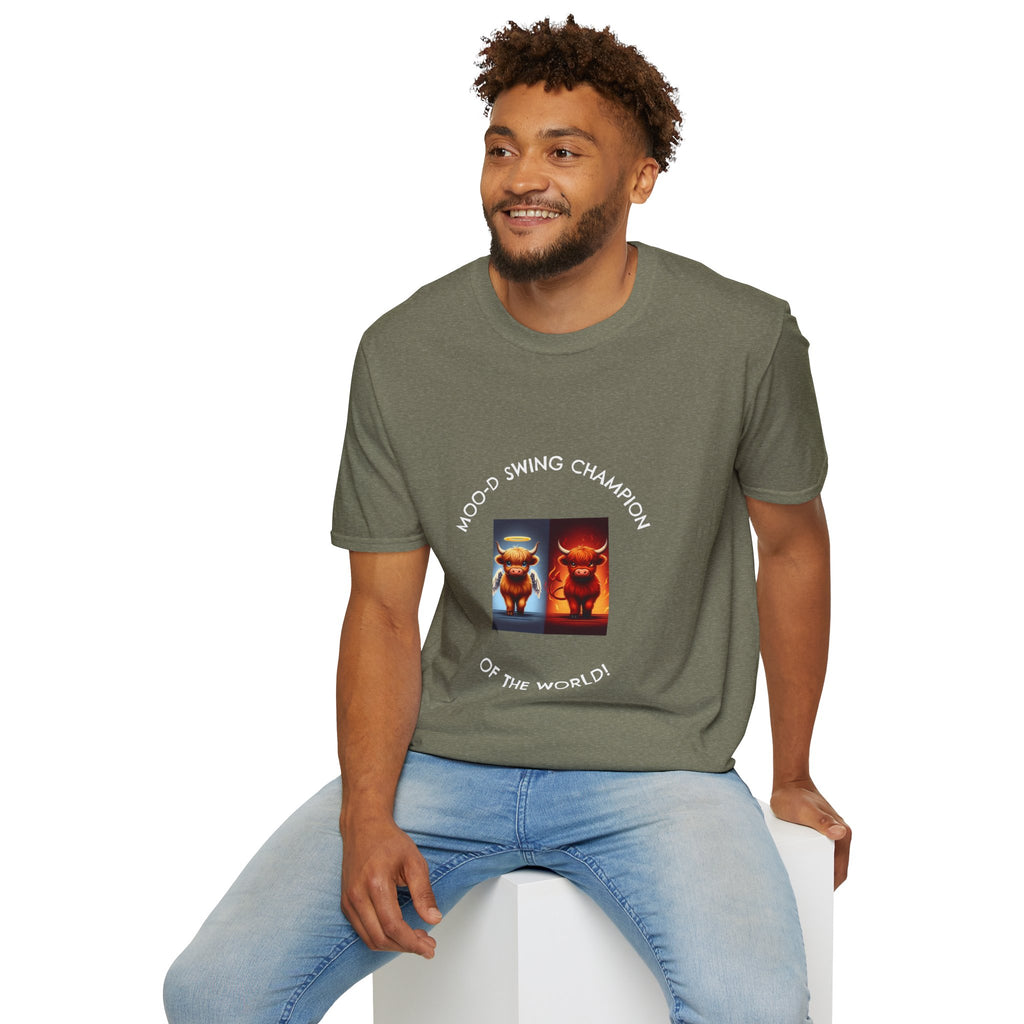 Highland Cow Mood Swings Tee - Holy Cow, Hell No, Fun Shirt, Cow Lover Gift,
