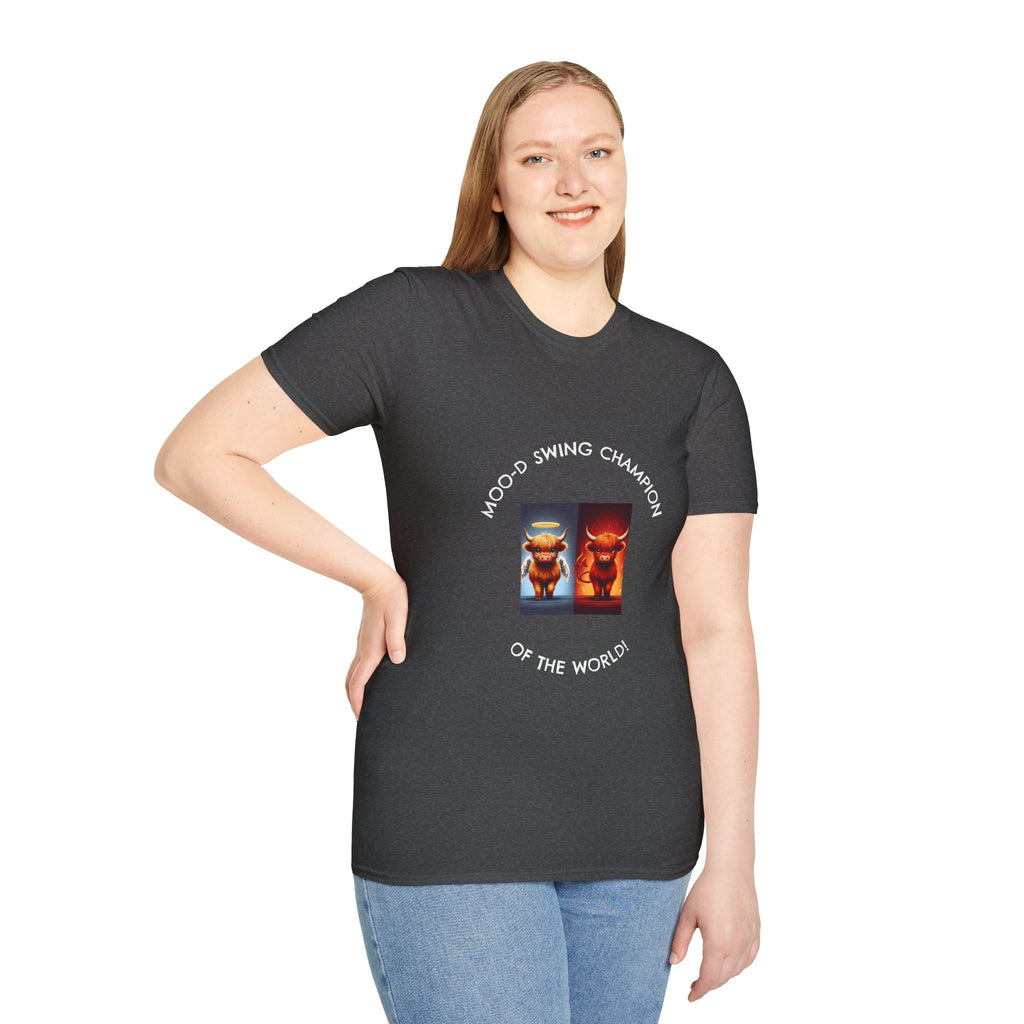 Highland Cow Mood Swings Tee - Holy Cow, Hell No, Fun Shirt, Cow Lover Gift,