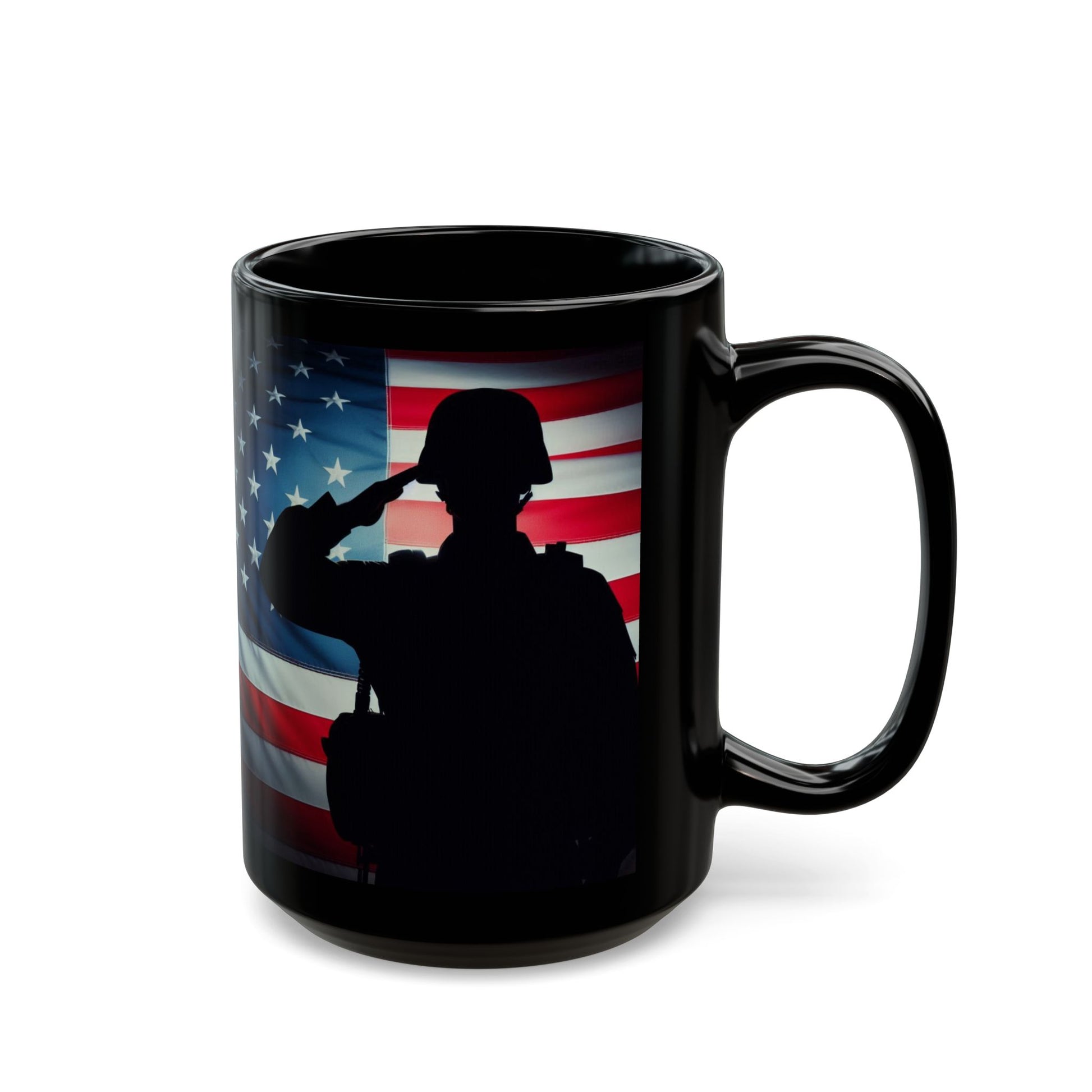 Salute to Service Black Mug - Veteran, Military Tribute, Coffee Lover Gift