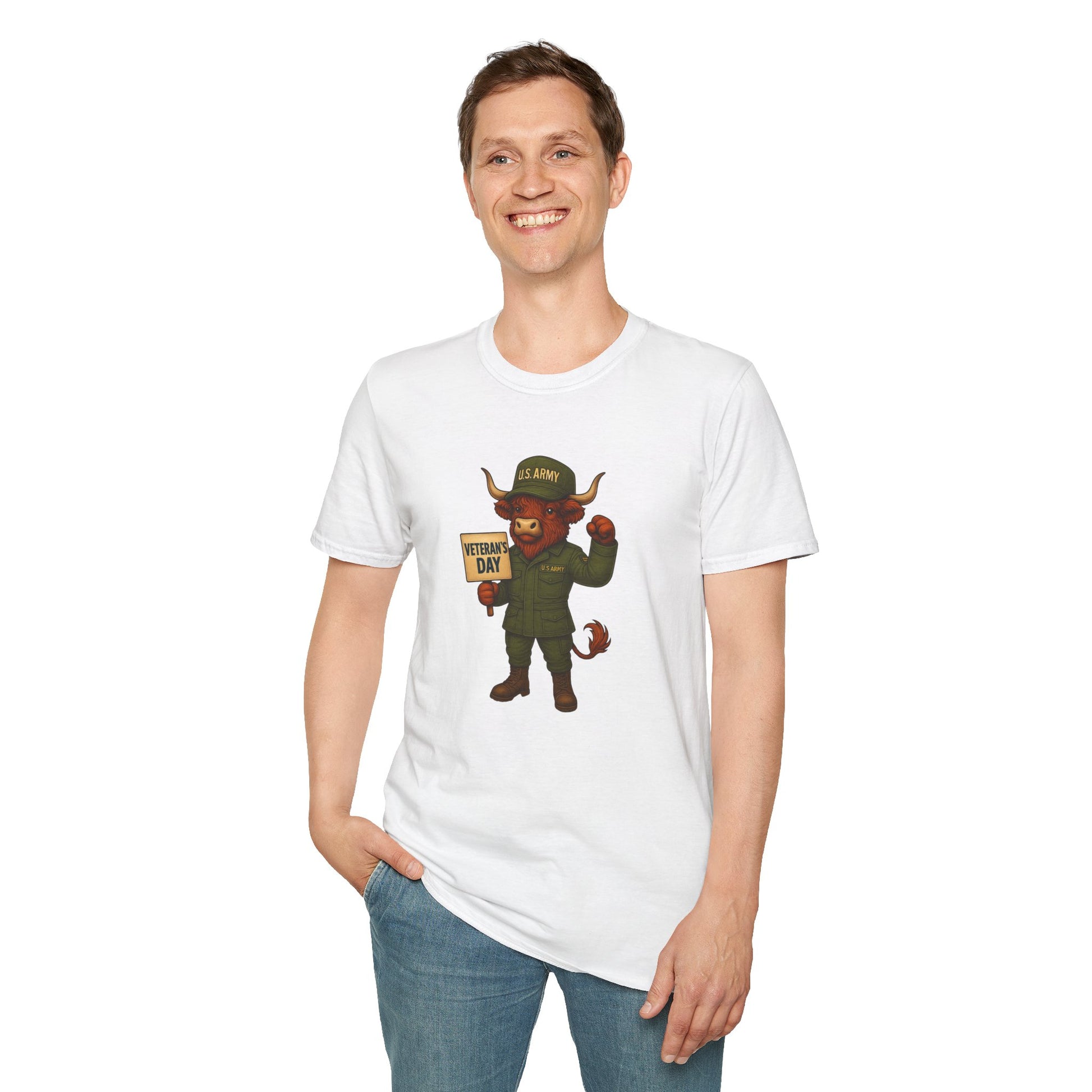 Veteran's Day Army Highland Cow T-Shirt