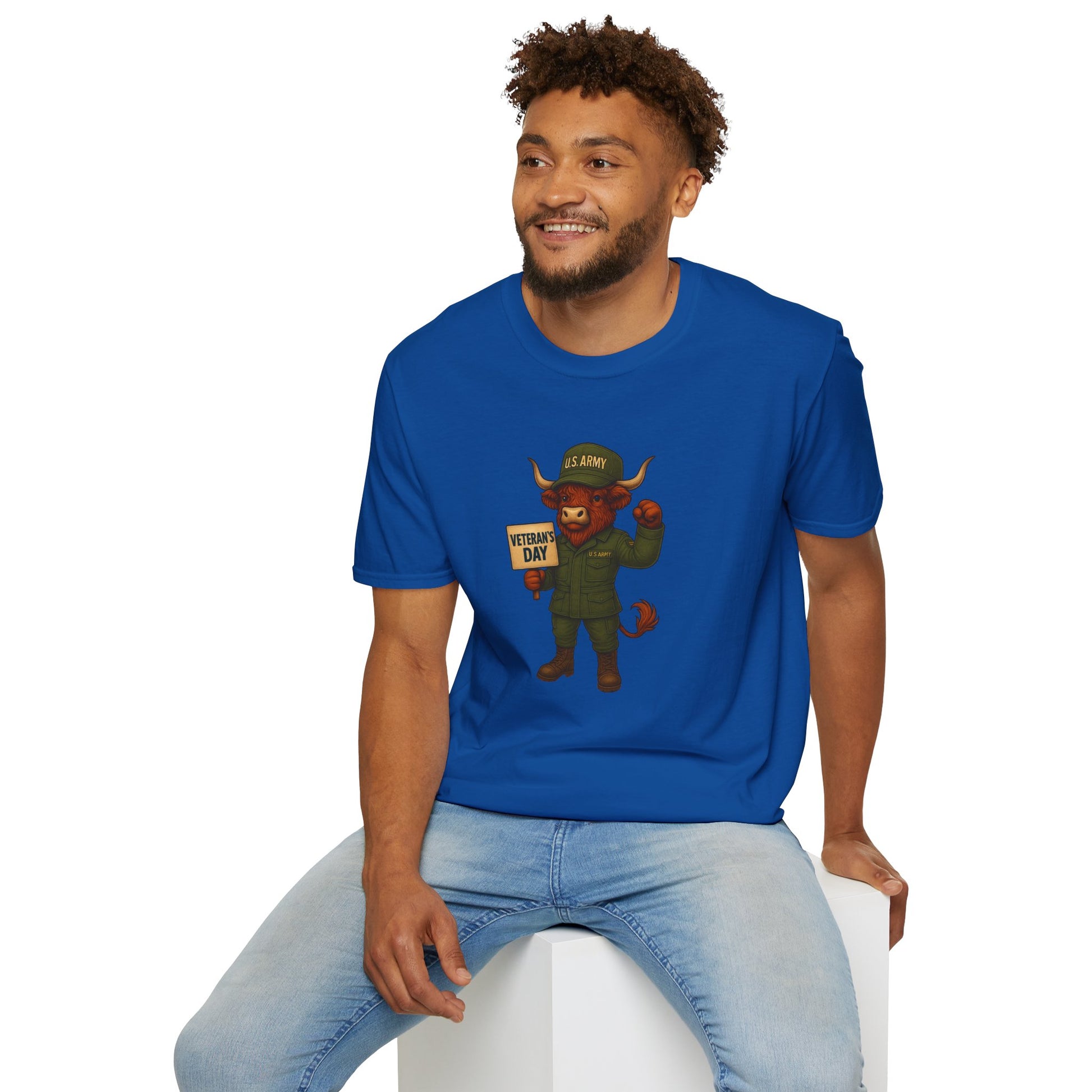Veteran's Day Army Highland Cow T-Shirt