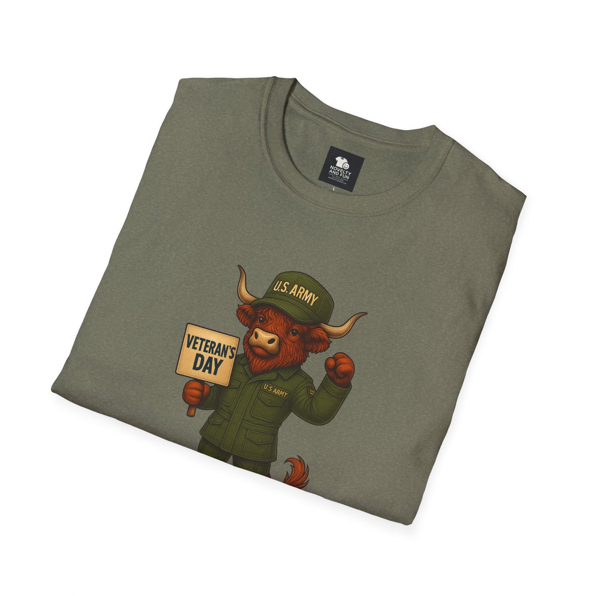 Veteran's Day Army Highland Cow T-Shirt