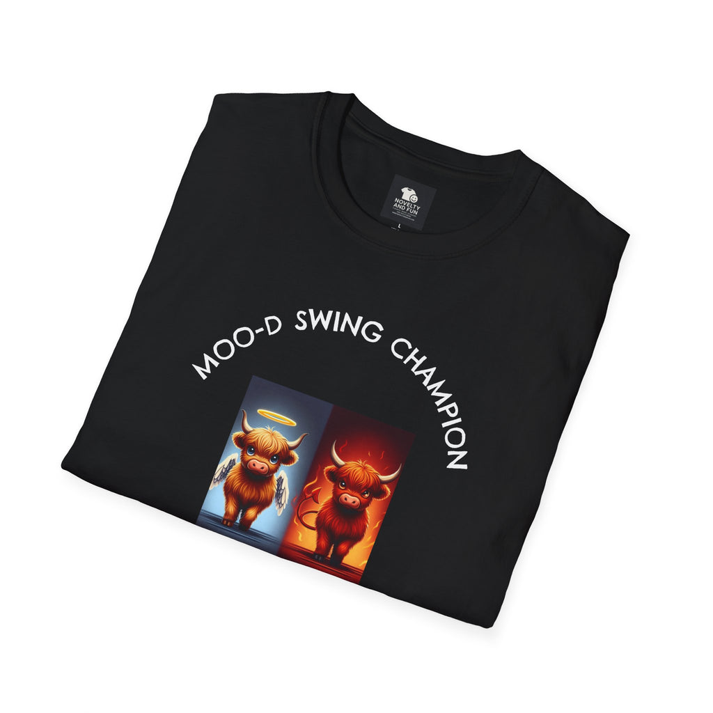 Highland Cow Mood Swings Tee - Holy Cow, Hell No, Fun Shirt, Cow Lover Gift,