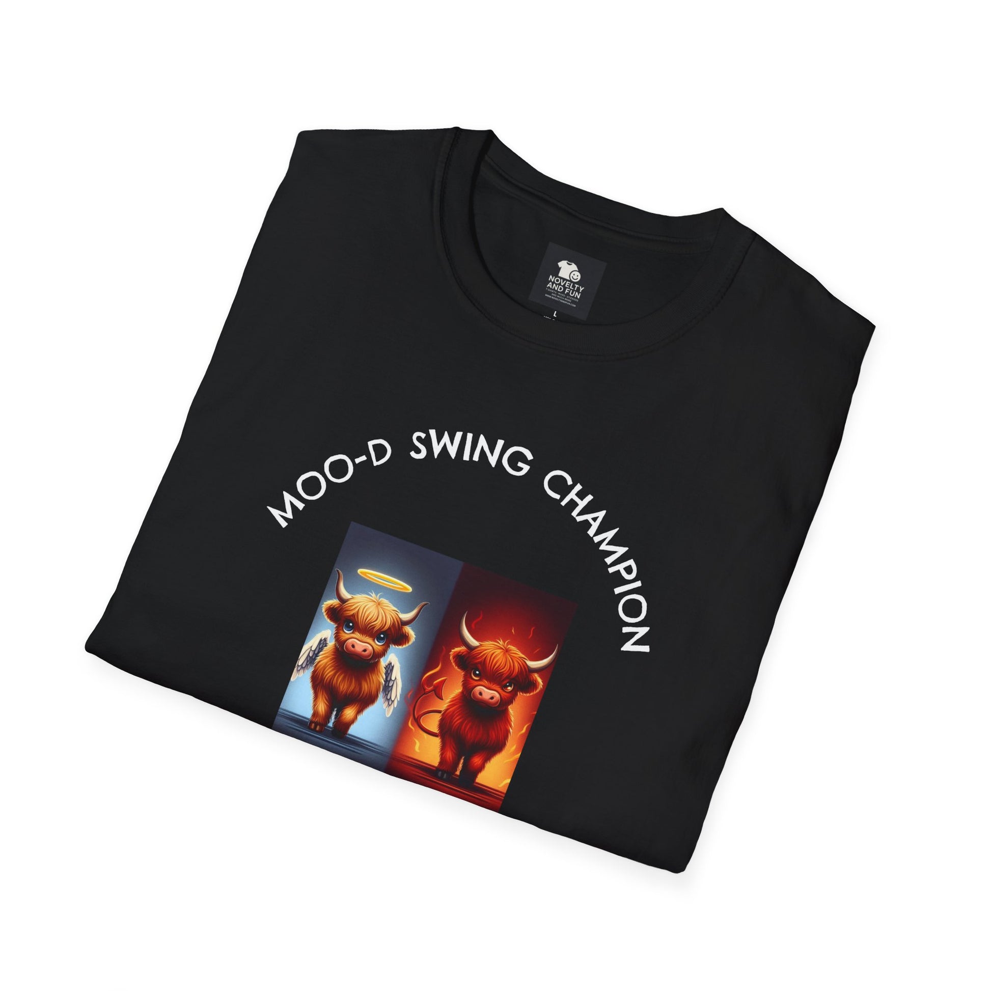 Highland Cow Mood Swings Tee - Holy Cow, Hell No, Fun Shirt, Cow Lover Gift,