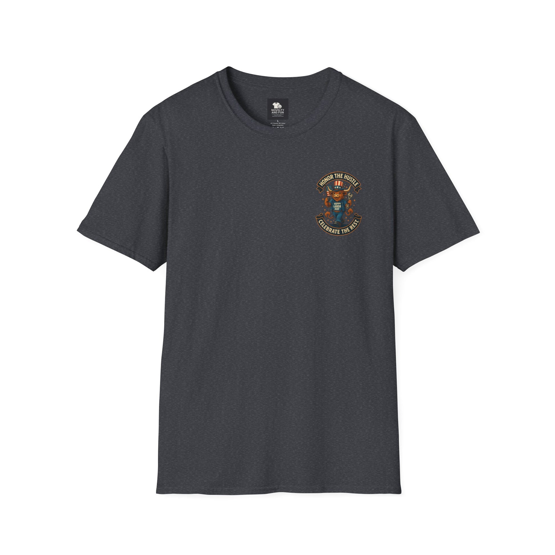 Celebrate Labor Day with Our Happy Highland Cow T-Shirt Front and Back!