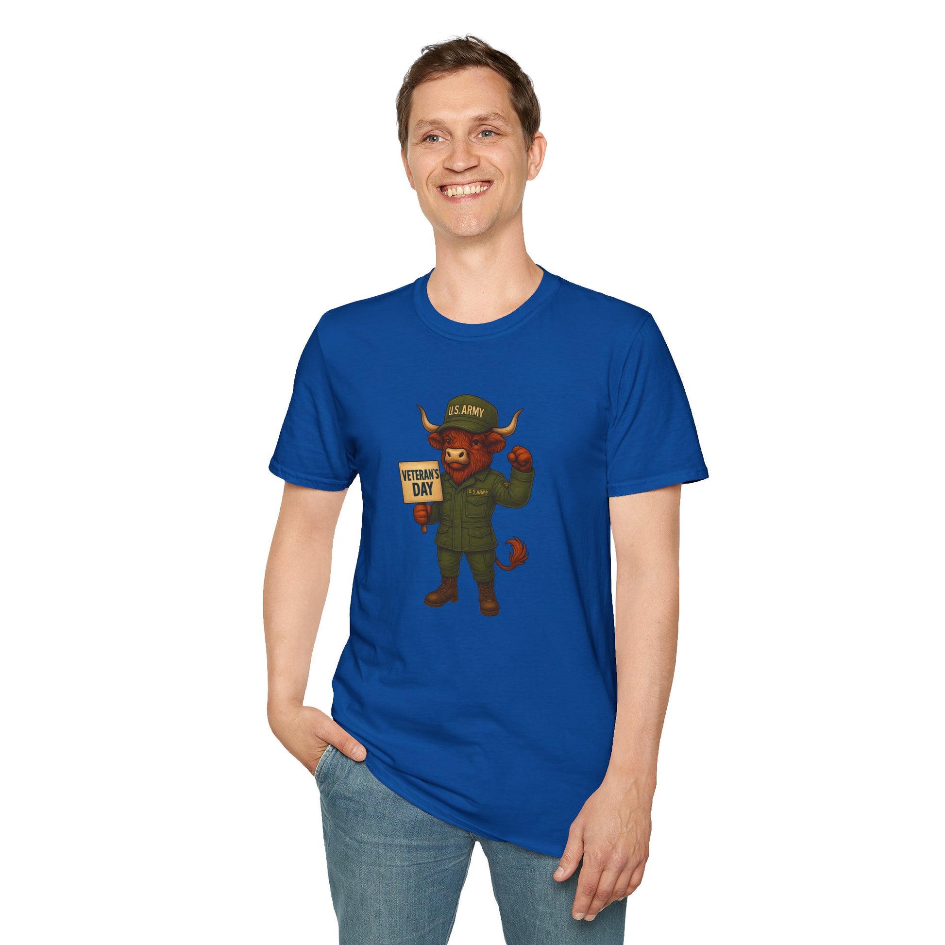 Veteran's Day Army Highland Cow T-Shirt