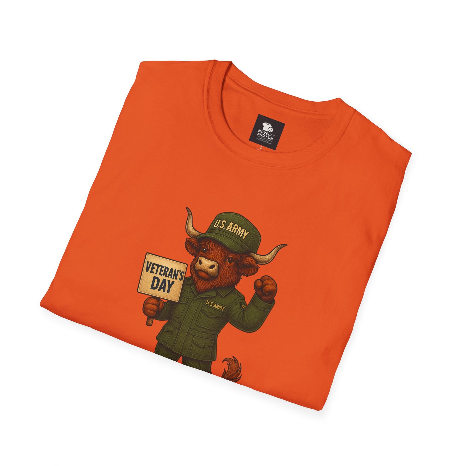 Veteran's Day Army Highland Cow T-Shirt