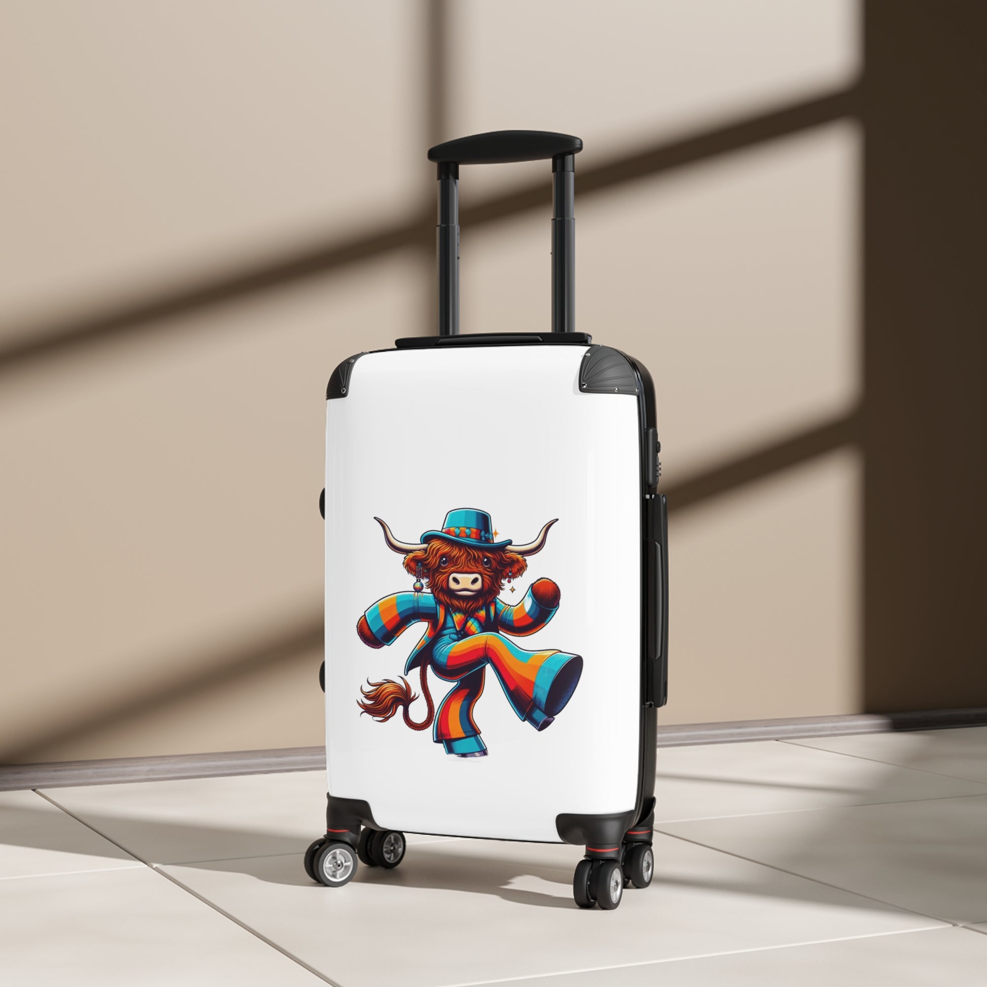 Travel Suitcase - Colorful Highland Cow Design