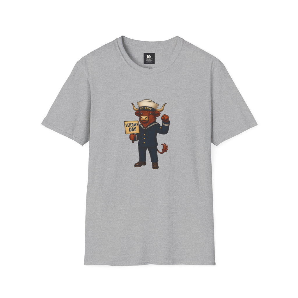 Veteran's Day Navy Highland Cow T-Shirt