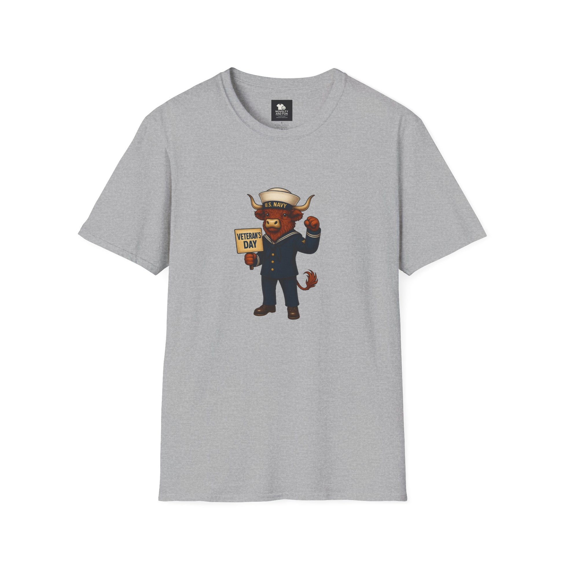 Veteran's Day Navy Highland Cow T-Shirt