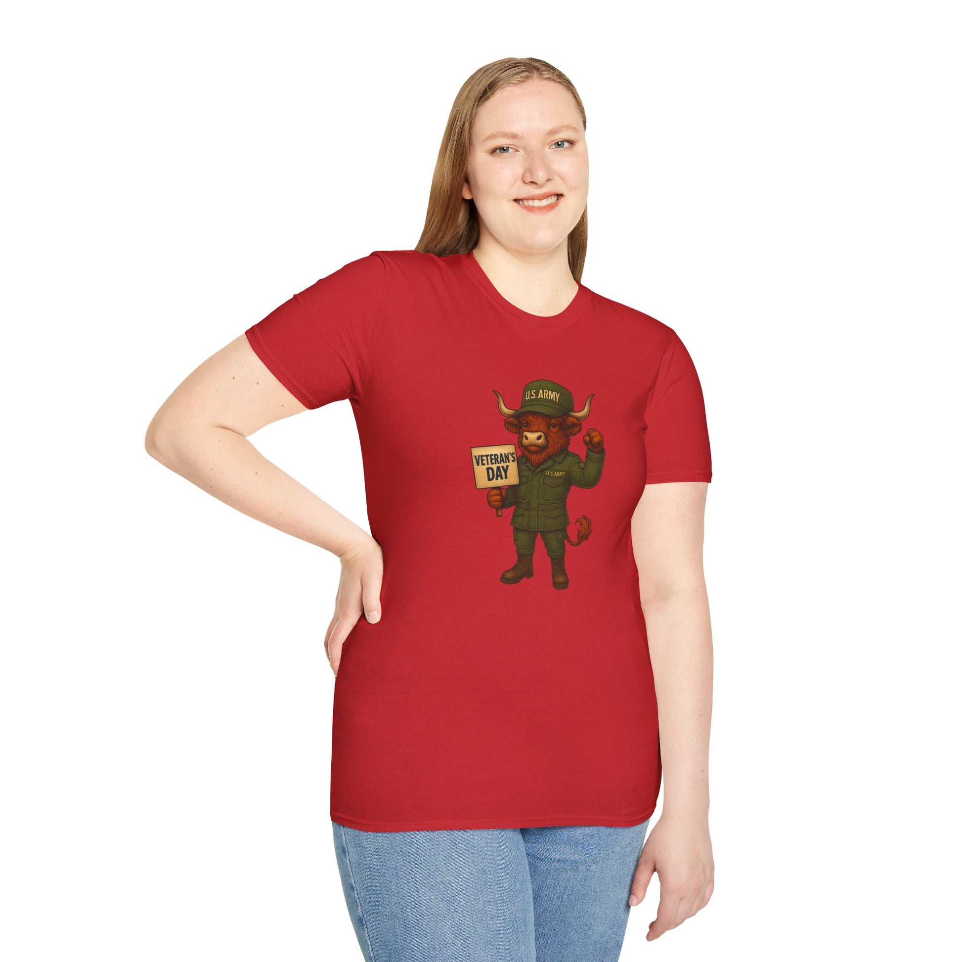 Veteran's Day Army Highland Cow T-Shirt