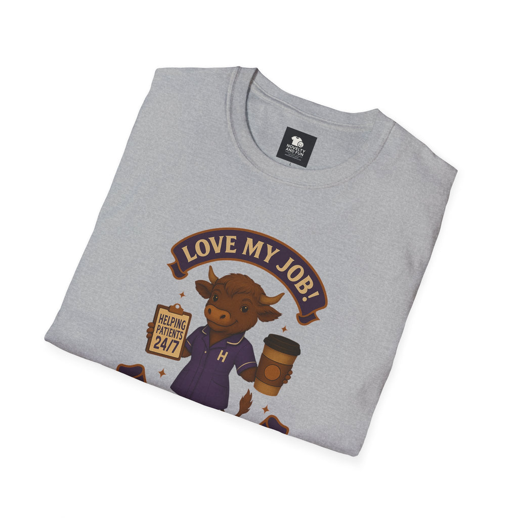 HCA Coffee Lover's Unisex T-Shirt, Funny Highland Cow Design