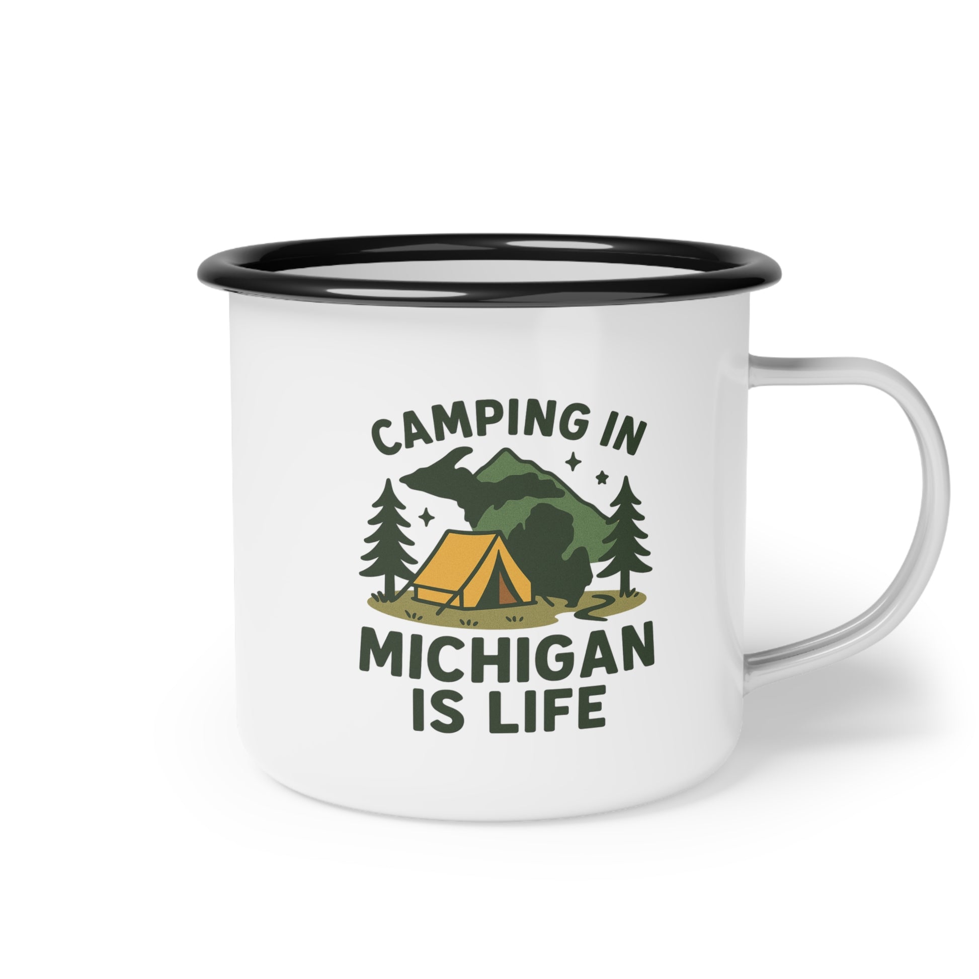 Camping Enamel Camp Cup - Adventure Lover's Mug, Outdoor Gifts, Michigan Campfire Decor, Unique Camping Accessories