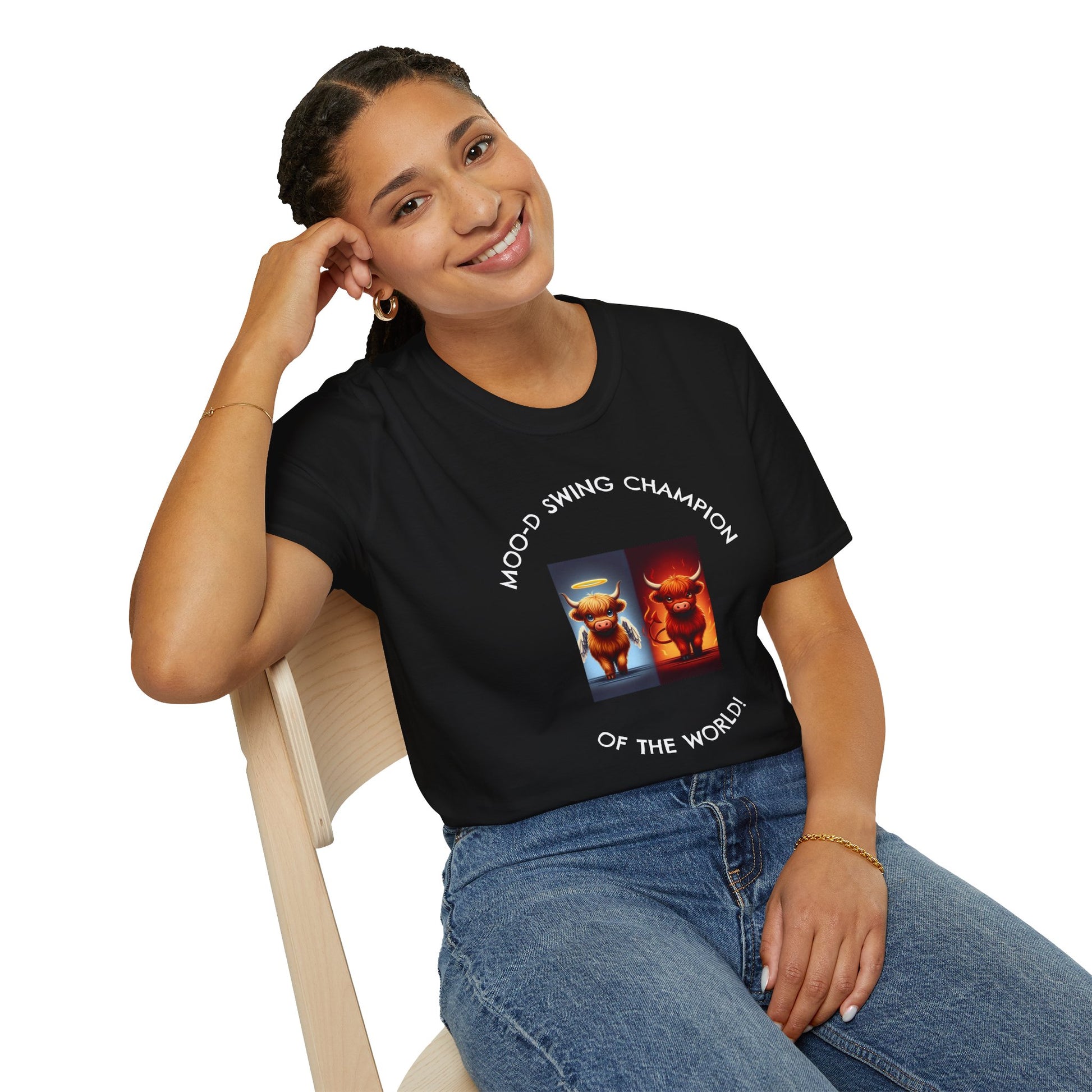 Highland Cow Mood Swings Tee - Holy Cow, Hell No, Fun Shirt, Cow Lover Gift,