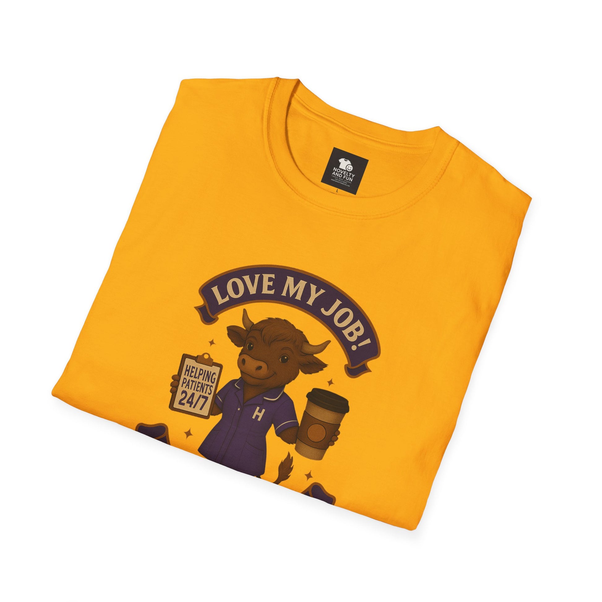 HCA Coffee Lover's Unisex T-Shirt, Funny Highland Cow Design