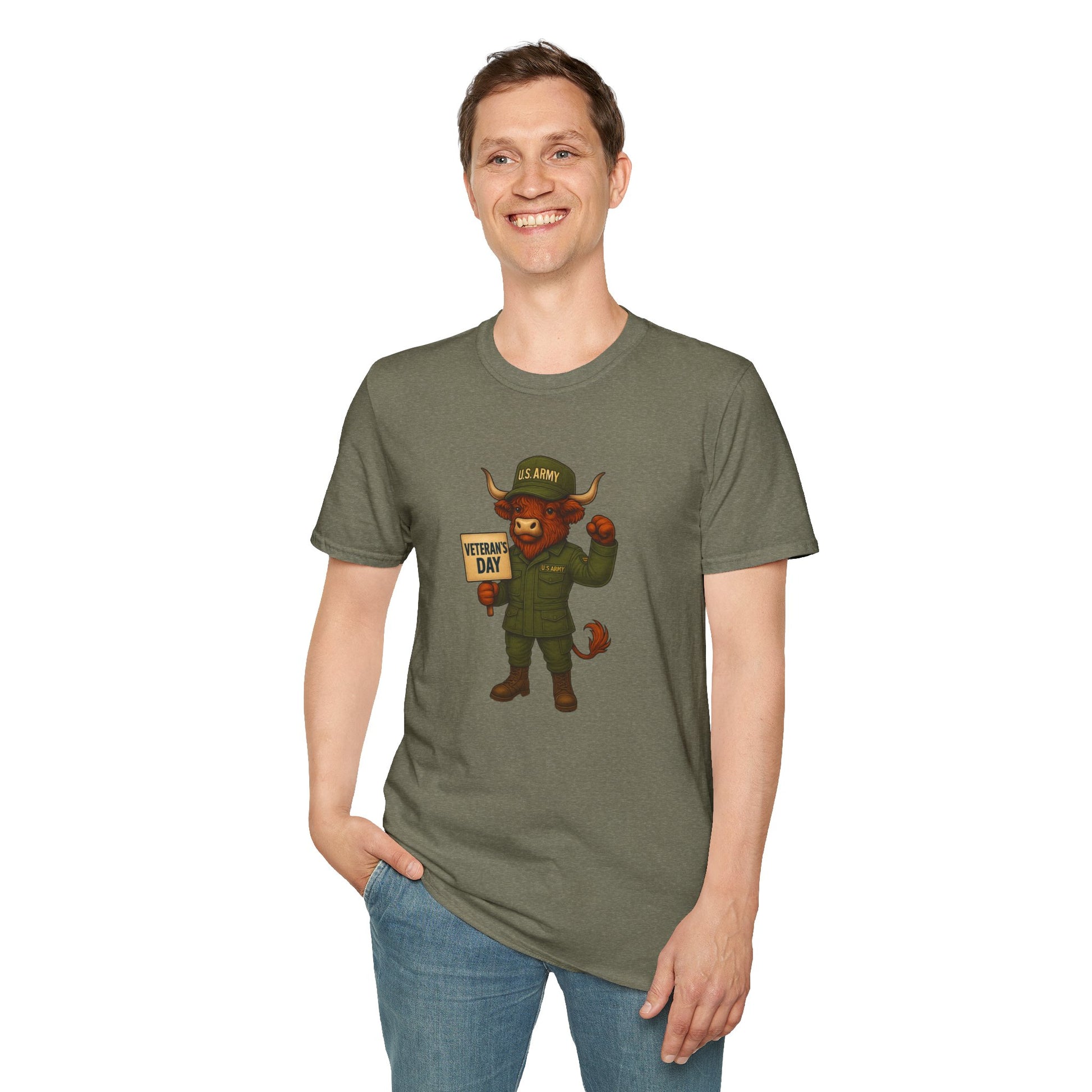 Veteran's Day Army Highland Cow T-Shirt