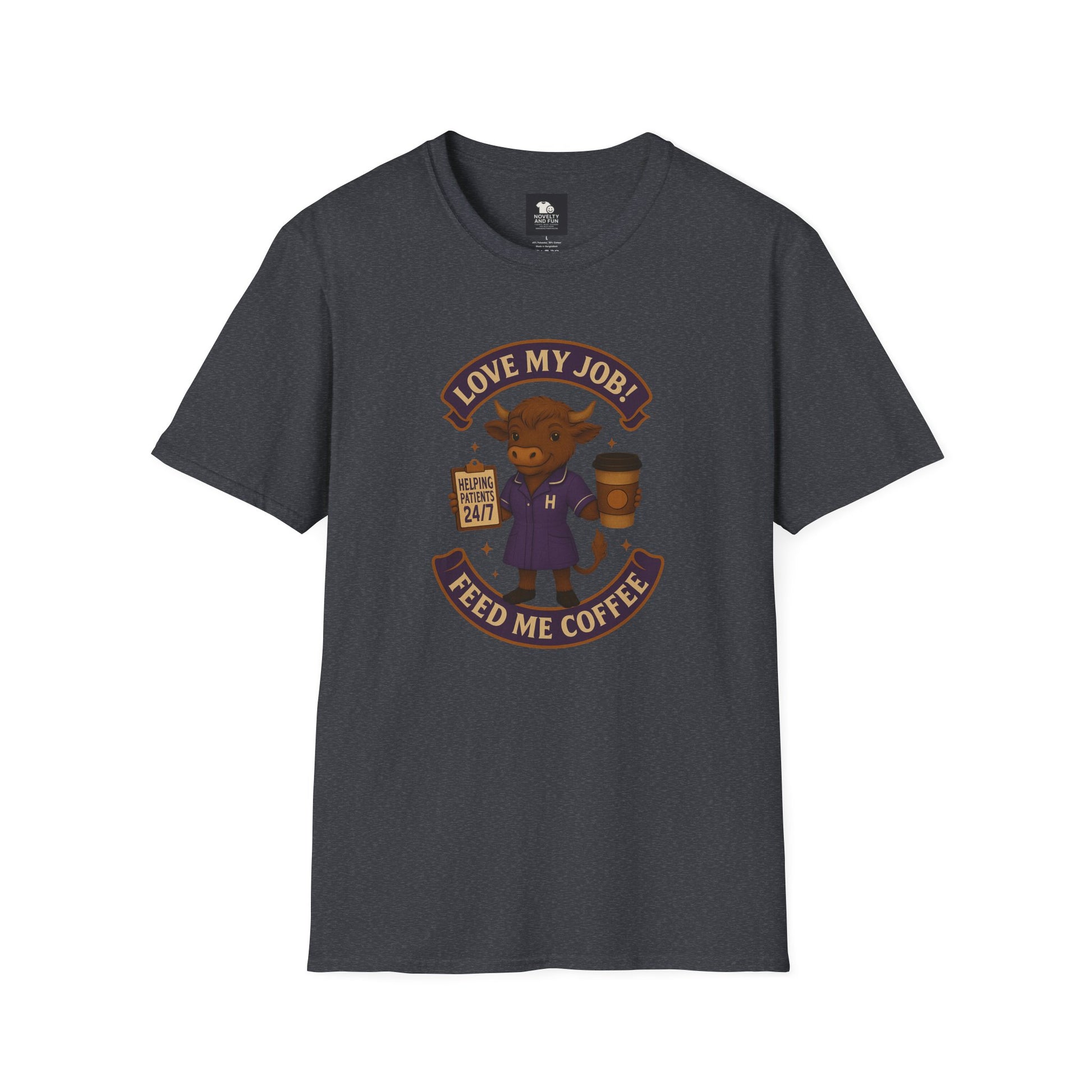 HCA Coffee Lover's Unisex T-Shirt, Funny Highland Cow Design