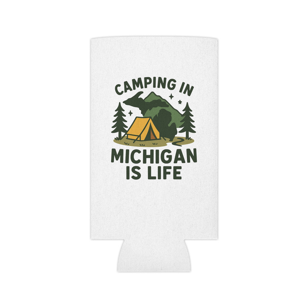 Camping Can Cooler, Michigan Camping Gift, Outdoor Beverage Holder, Summer BBQ Coolie, Hiking Party Accessories, Adventure Gear
