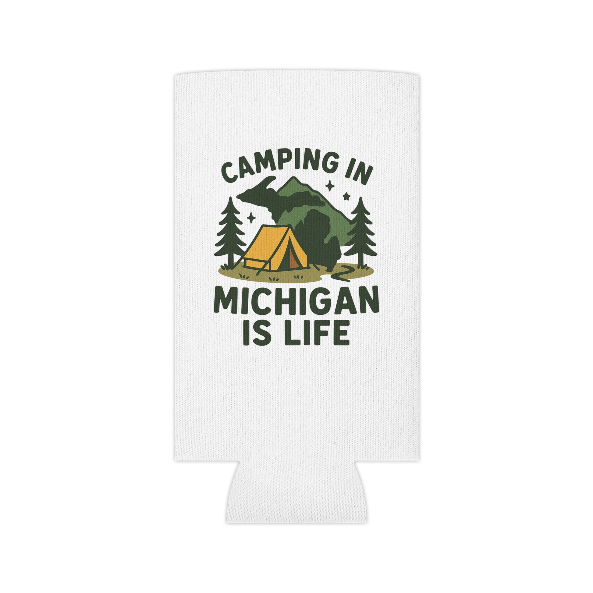 Camping Can Cooler, Michigan Camping Gift, Outdoor Beverage Holder, Summer BBQ Coolie, Hiking Party Accessories, Adventure Gear
