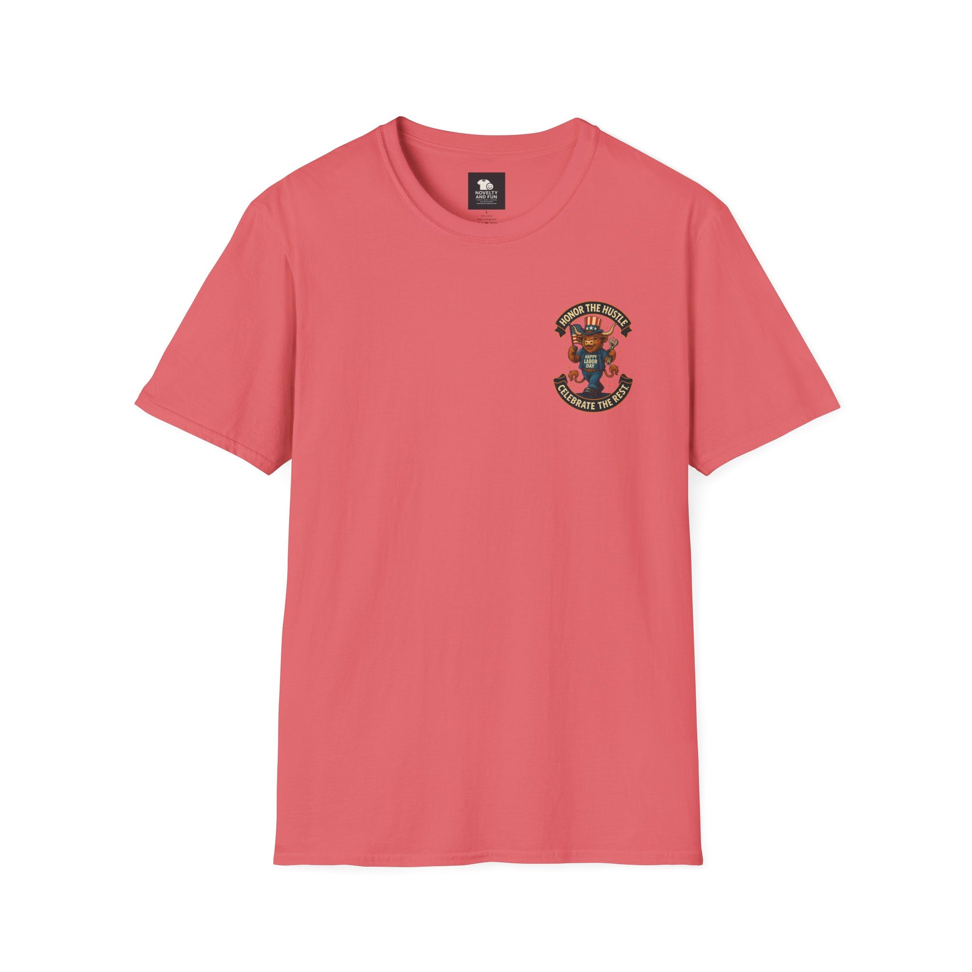 Celebrate Labor Day with Our Happy Highland Cow T-Shirt Front and Back!