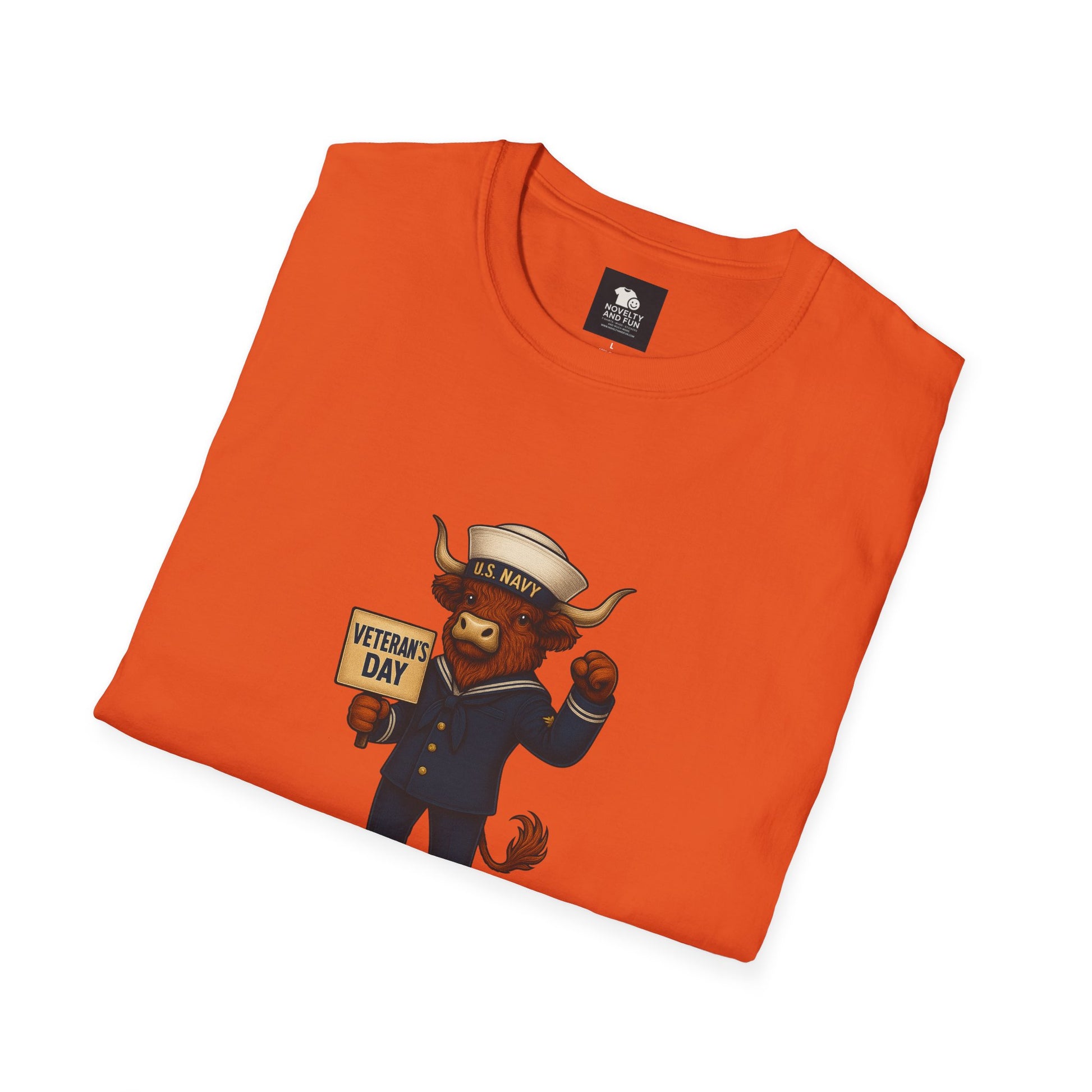 Veteran's Day Navy Highland Cow T-Shirt