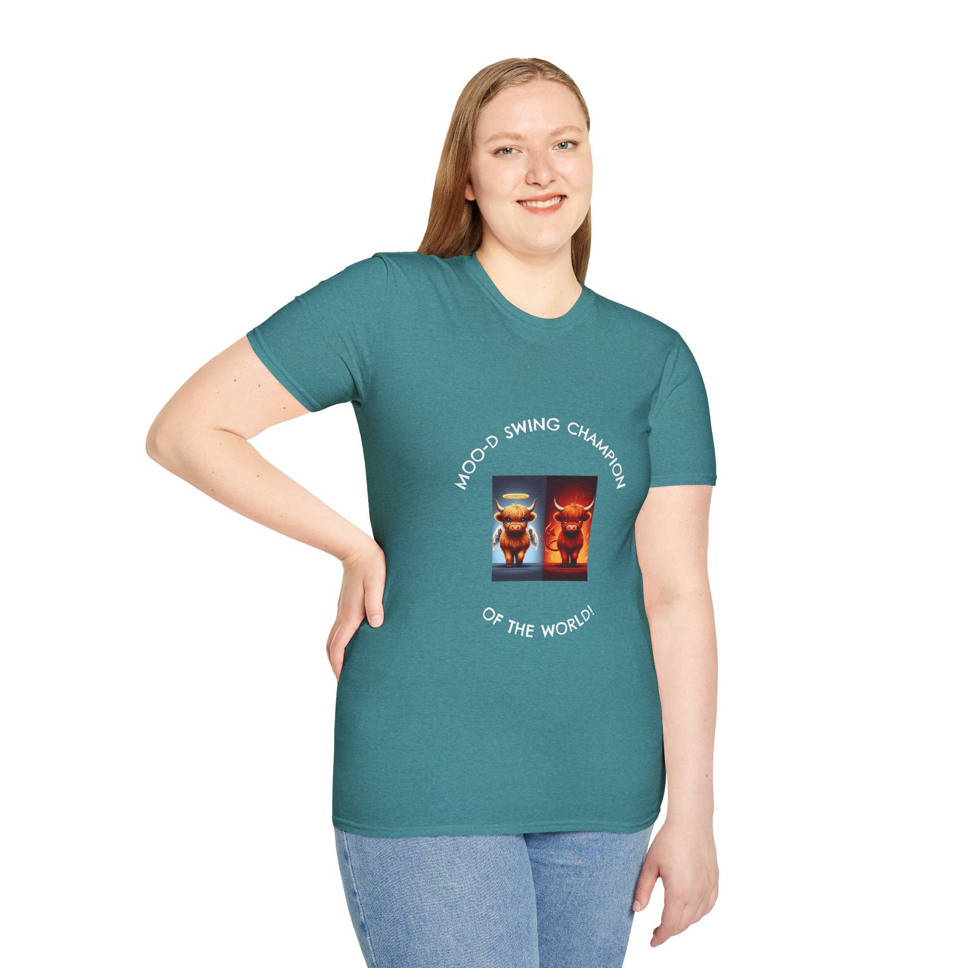 Highland Cow Mood Swings Tee - Holy Cow, Hell No, Fun Shirt, Cow Lover Gift,