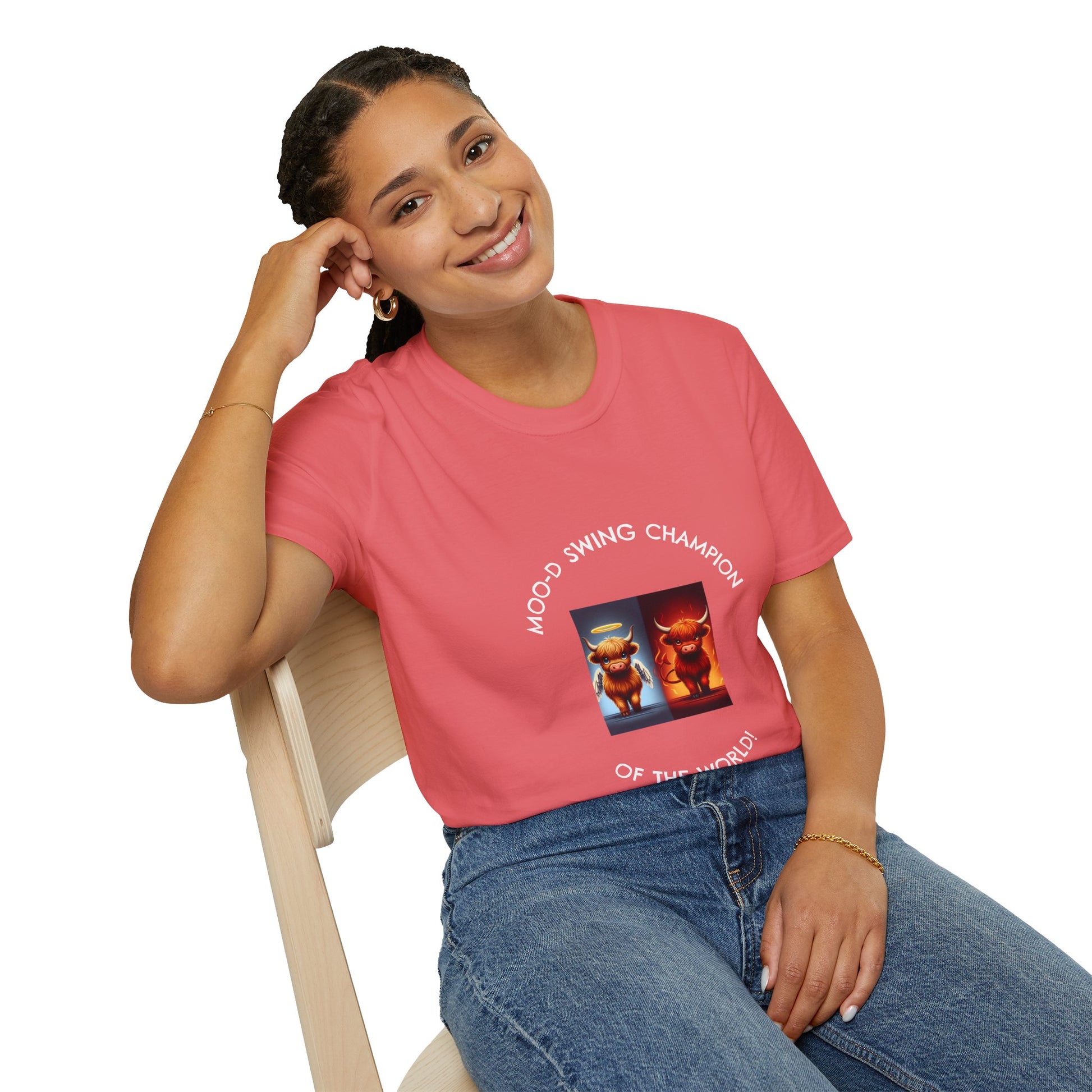 Highland Cow Mood Swings Tee - Holy Cow, Hell No, Fun Shirt, Cow Lover Gift,