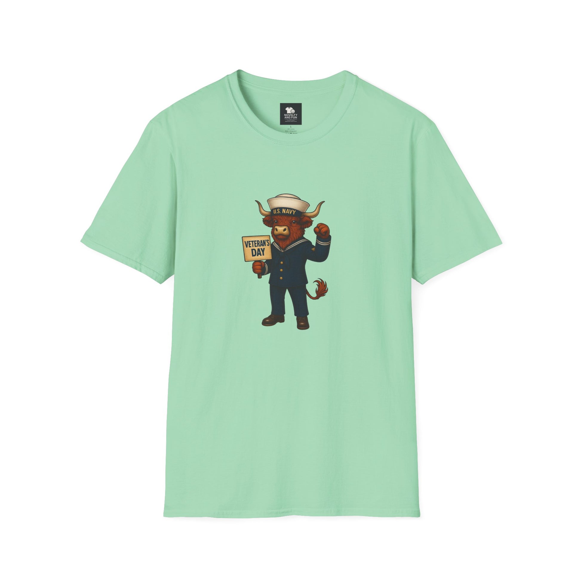 Veteran's Day Navy Highland Cow T-Shirt