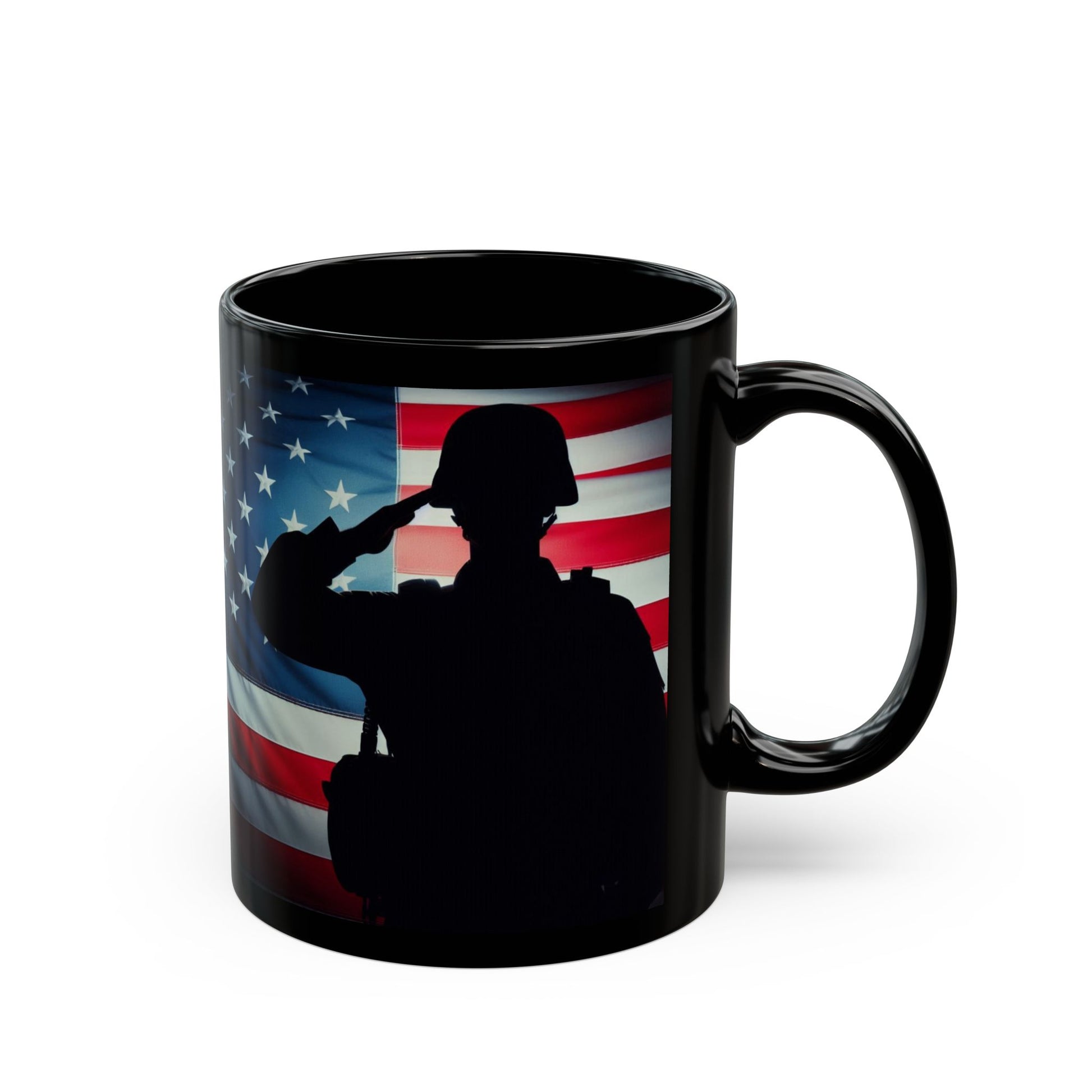 Salute to Service Black Mug - Veteran, Military Tribute, Coffee Lover Gift