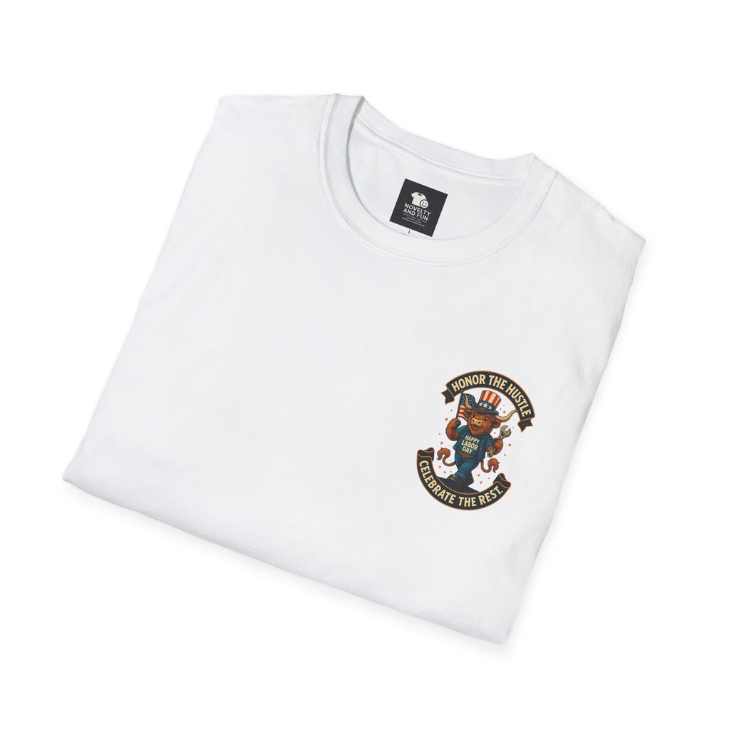 Celebrate Labor Day with Our Happy Highland Cow T-Shirt Front and Back!
