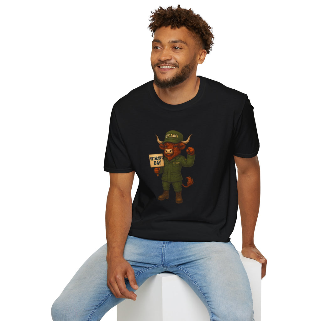 Veteran's Day Army Highland Cow T-Shirt