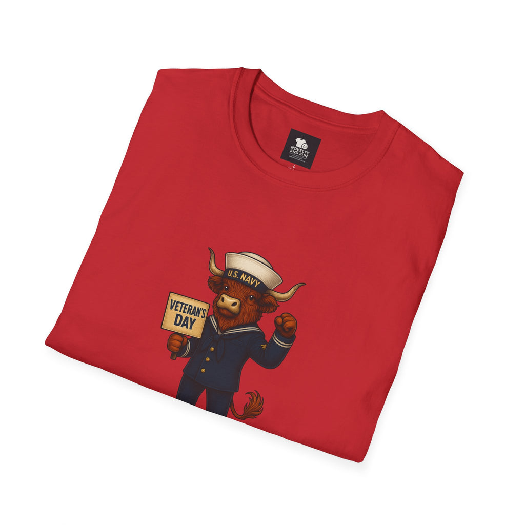 Veteran's Day Navy Highland Cow T-Shirt