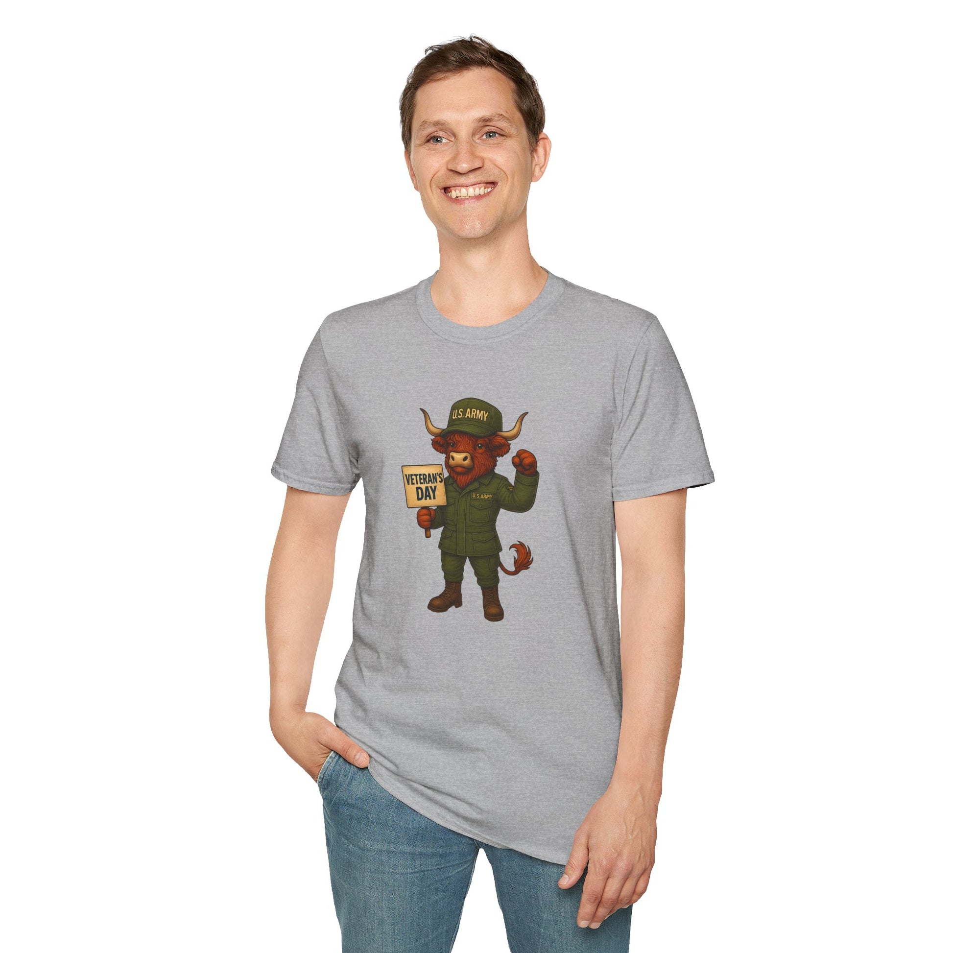 Veteran's Day Army Highland Cow T-Shirt