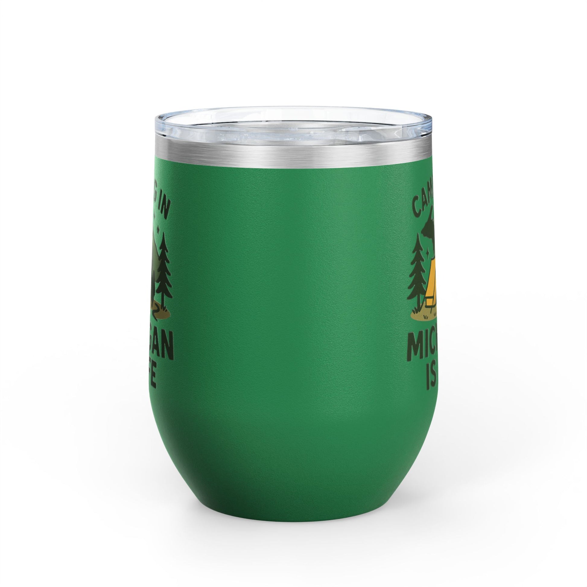 Camping in Michigan Wine Tumbler, 12oz - Perfect for Outdoor Lovers, Gifts for Campers, Travel Mug, Summer Picnics, Adventure Awaits
